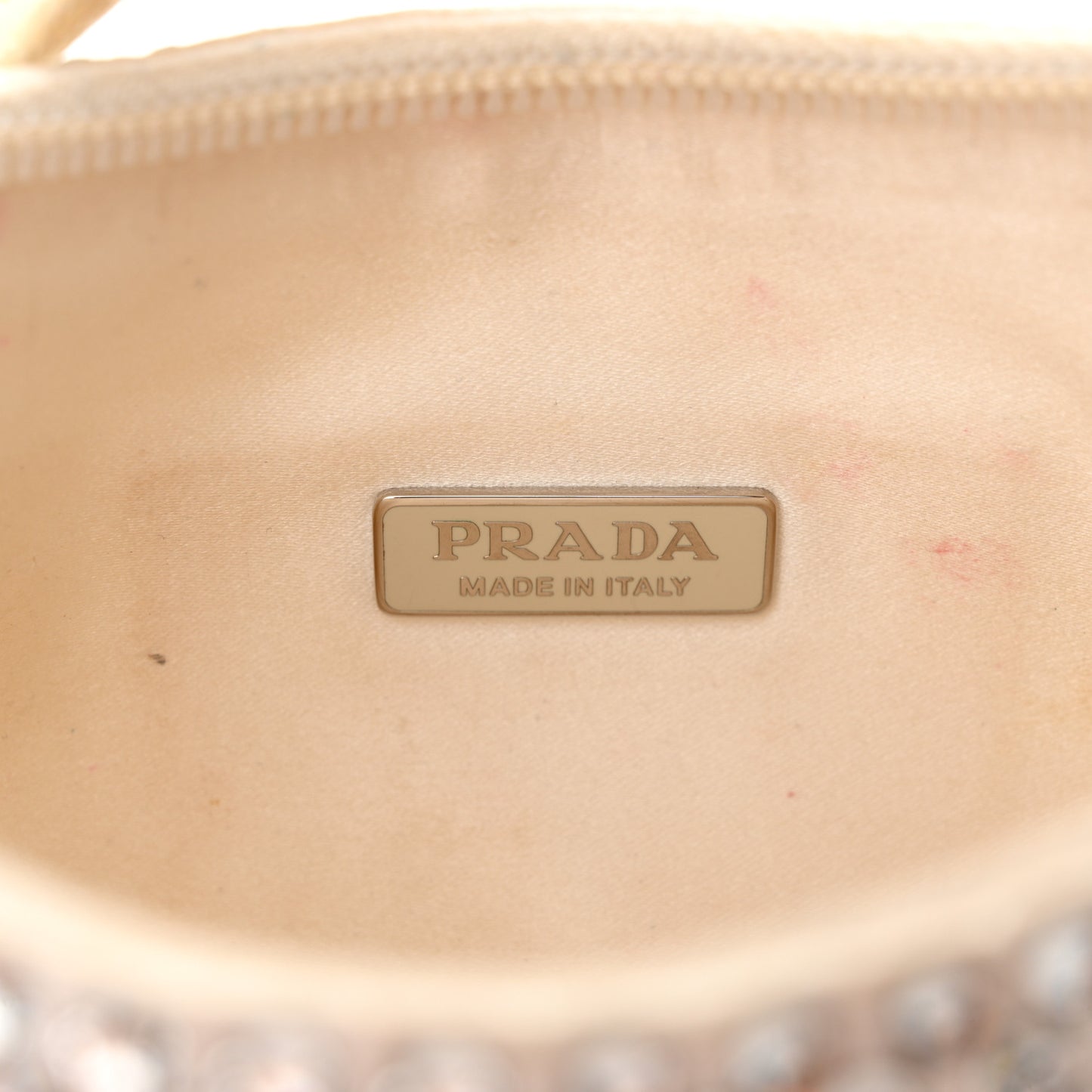 Satin Crystal Mini Re-Edition 2000 Bag White