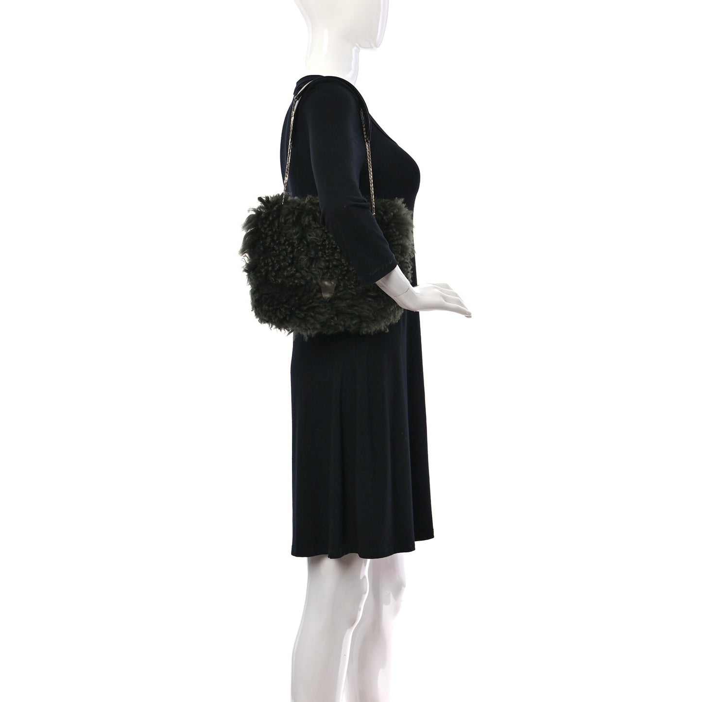Shearling Small Shoulder Bag Dark Green