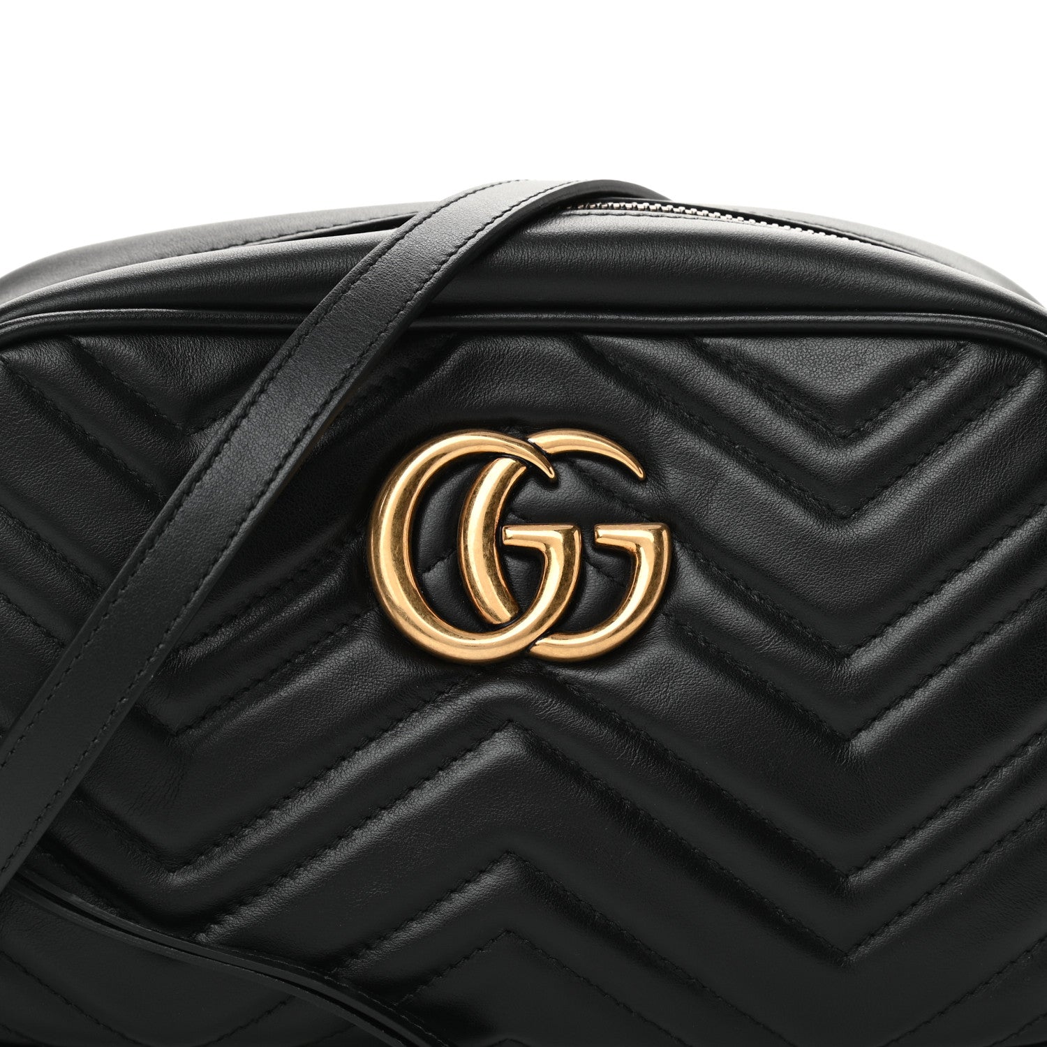 Gucci Calfskin Matelasse Small GG Marmont Chain Shoulder Bag Black 8 of 13