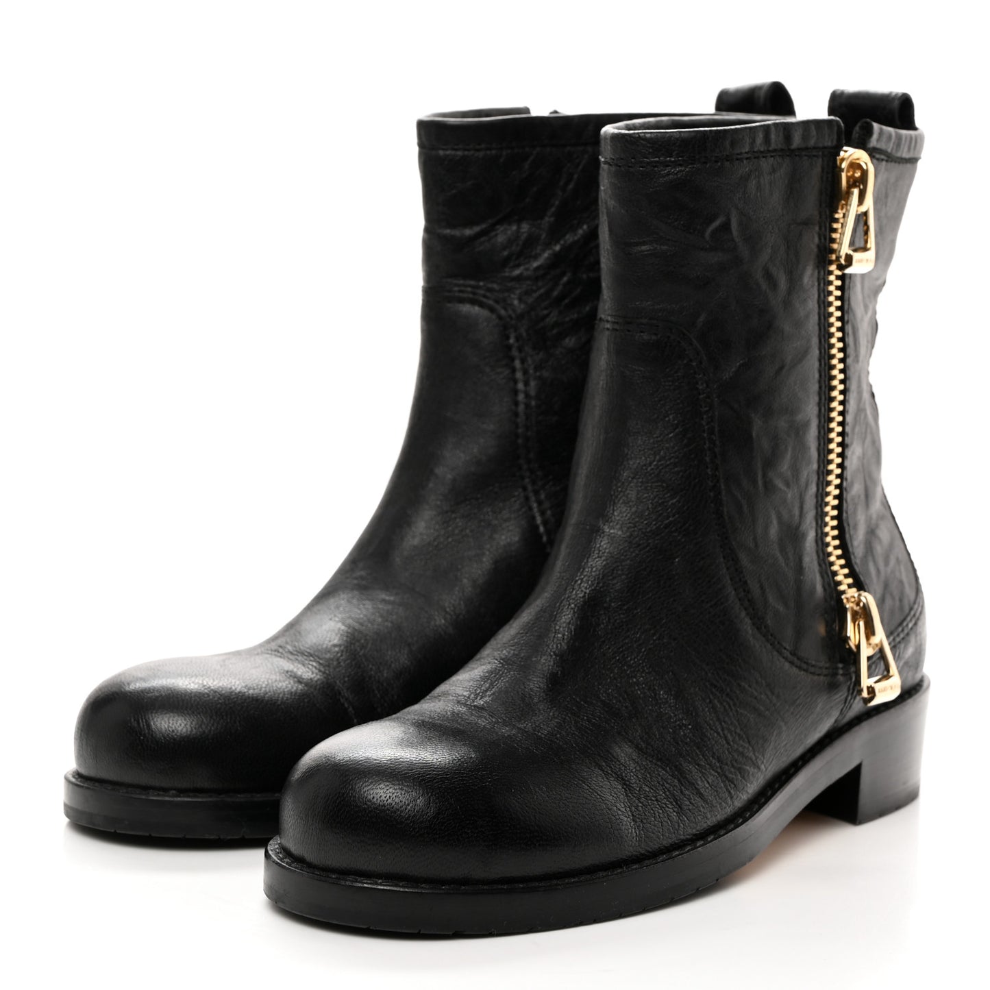 Grainy Calfskin Dondo Boots 35 Black