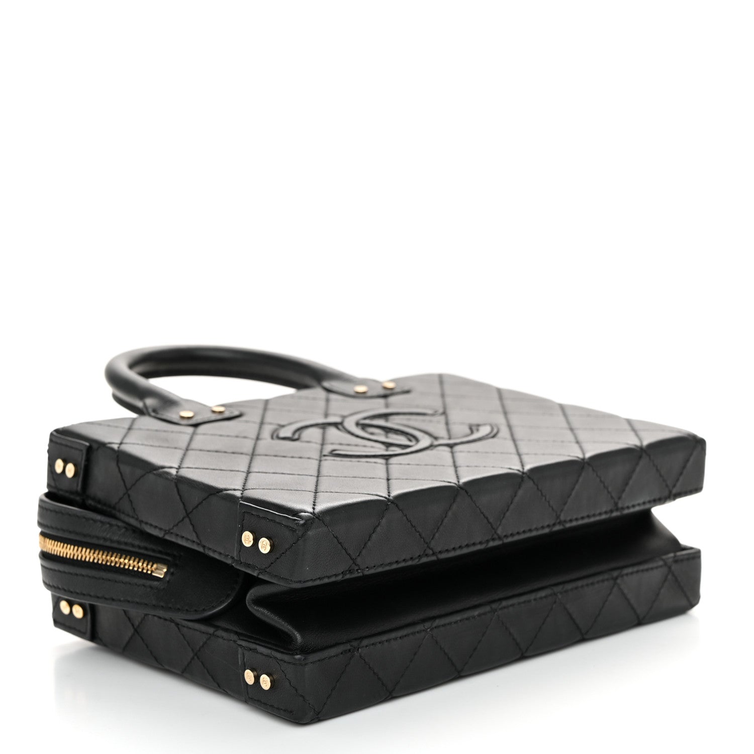 Chanel Calfskin Quilted Studded Square Vanity Case Black 4 of 11