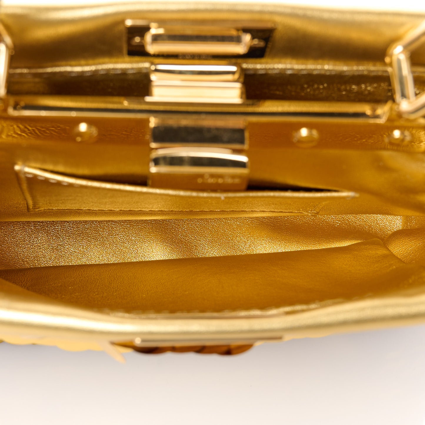 Sequin Vitello Catalan XS Peekaboo Iconic Satchel Gold