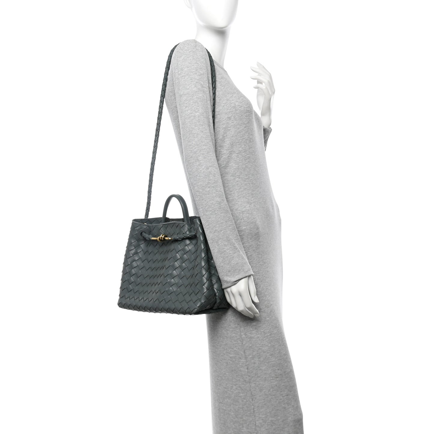 Nappa Intrecciato Medium Andiamo Shoulder Bag Slate