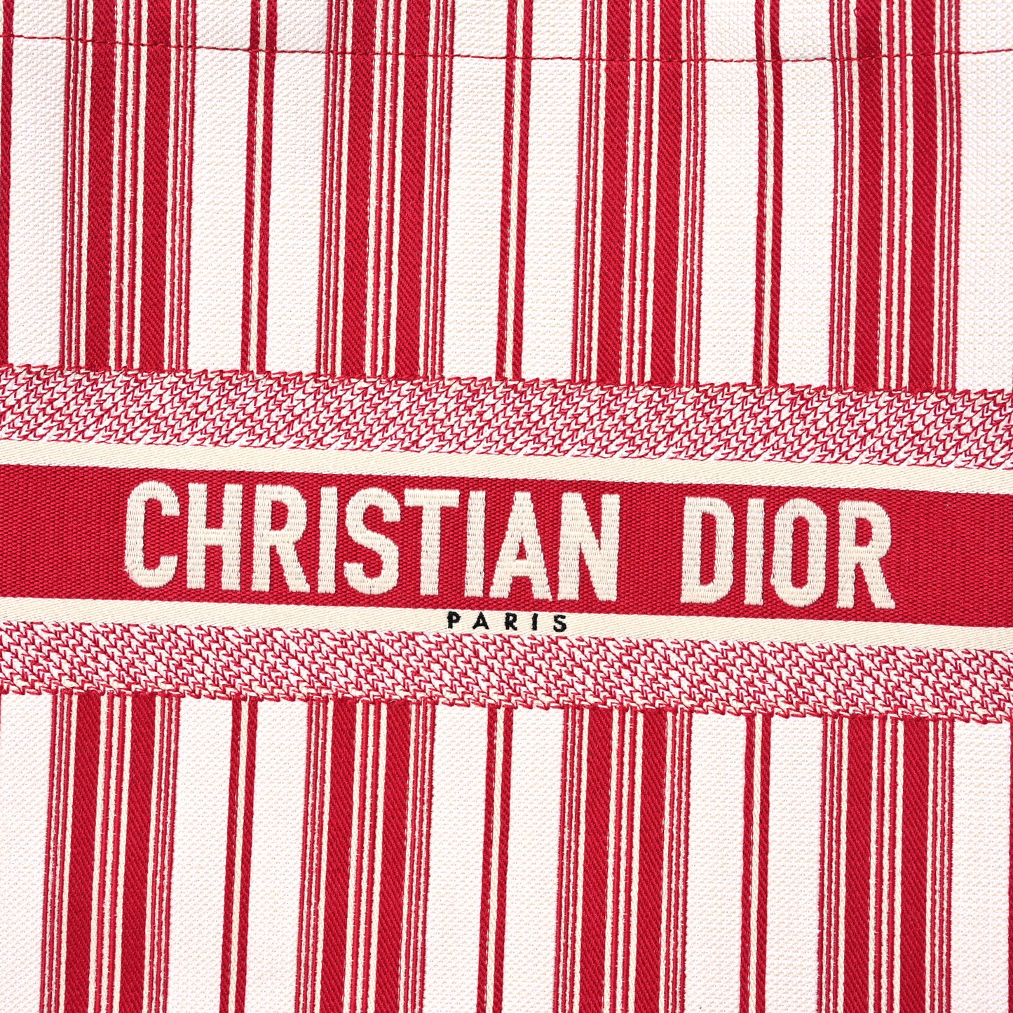 Canvas Embroidered Mykonos Large Striped Book Tote Red
