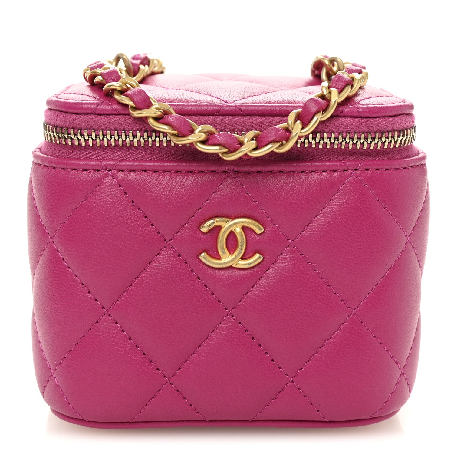 は*ば様 【新品】CHANEL ノベルティ　ケース　ピンク色 NWT Authentic Chanel Fuchsia Pink Lambskin Vanity Case Handbag