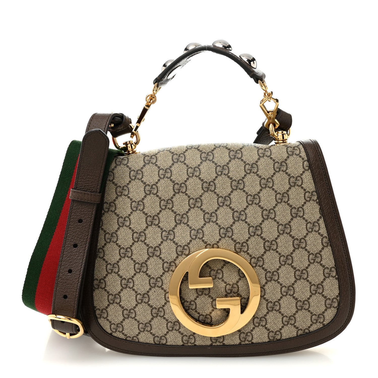 Gucci GG Supreme Monogram Textured Dollar Calfskin Web Medium