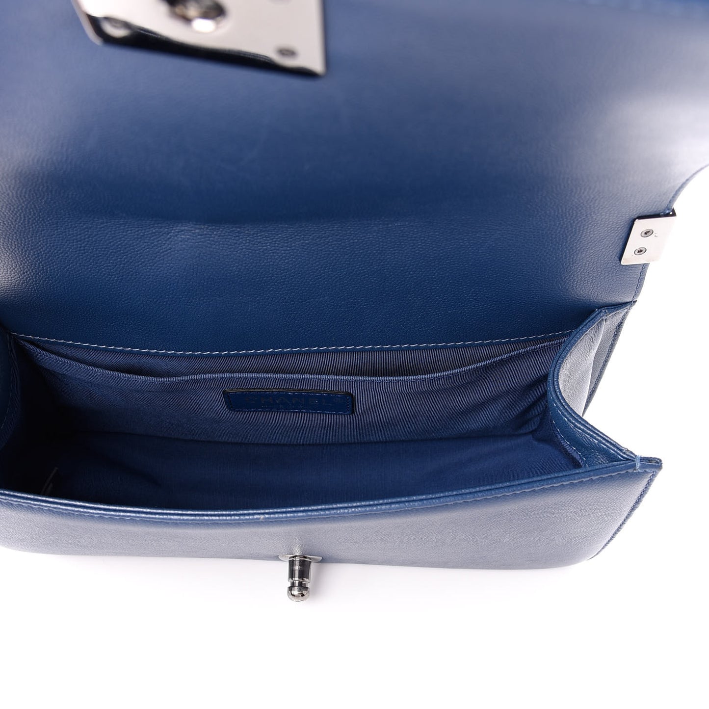 Caviar Quilted Medium Boy Flap Dark Blue