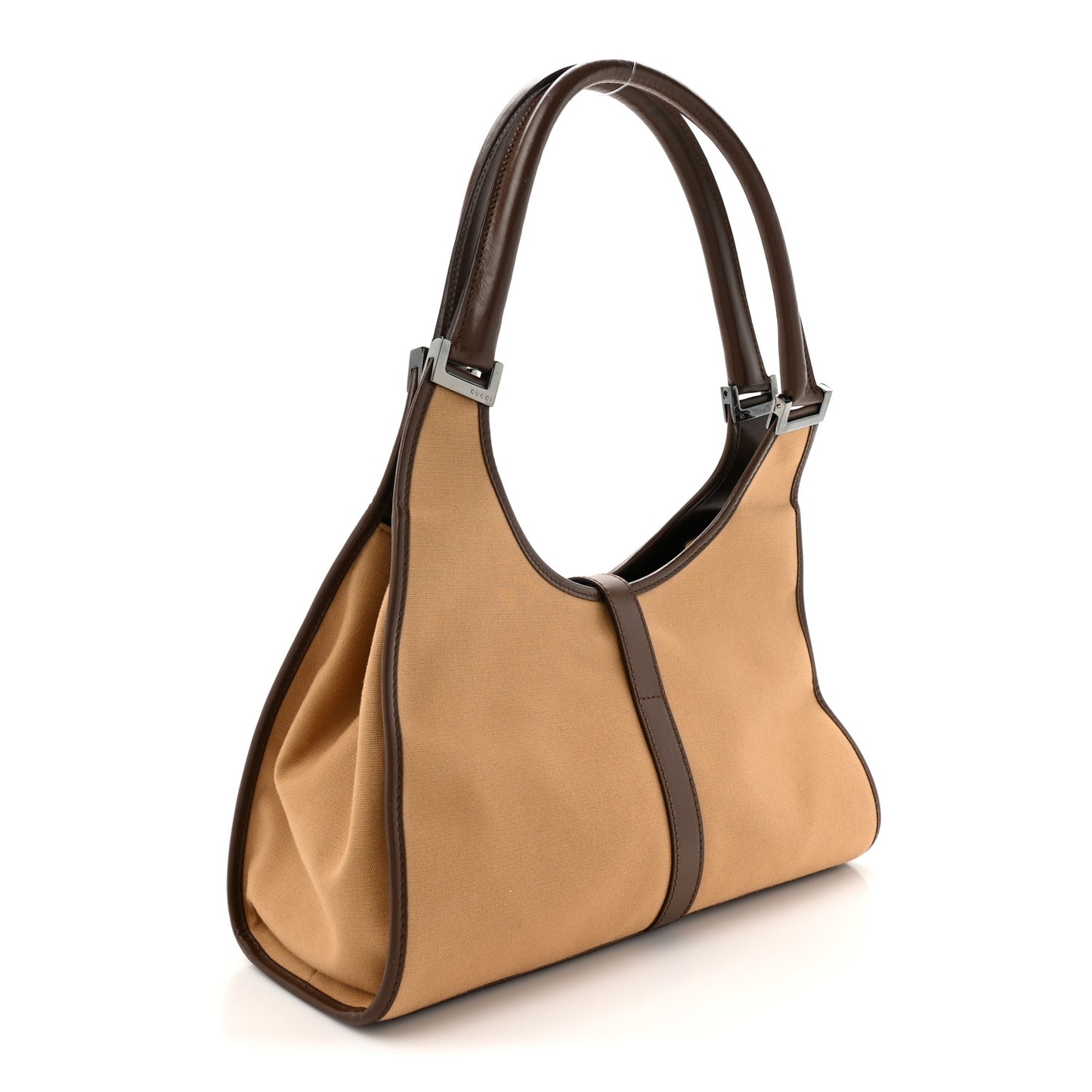 Canvas Web Bardot Shoulder Bag Brown Beige Yellow