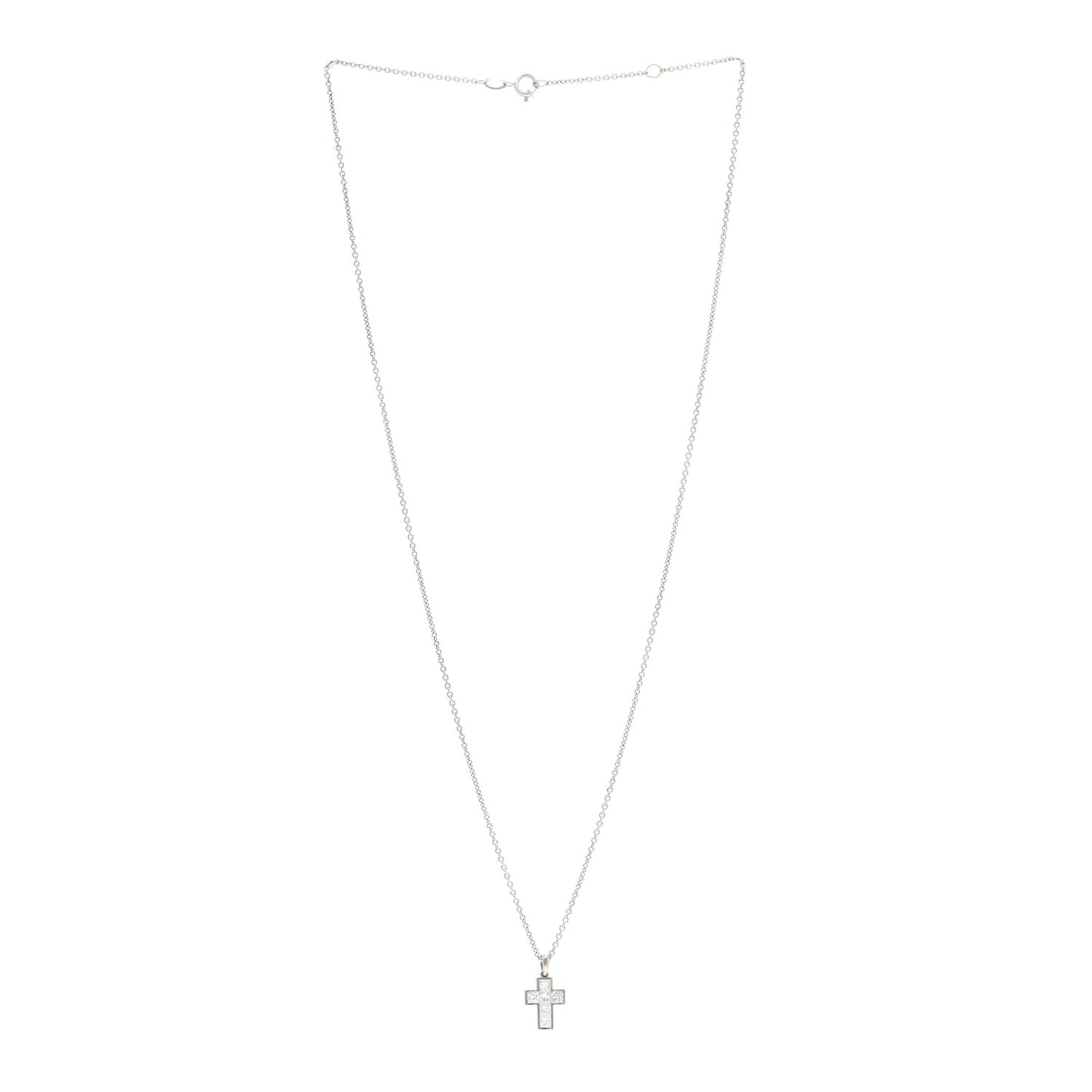 Platinum Diamond Cross Pendant Necklace
