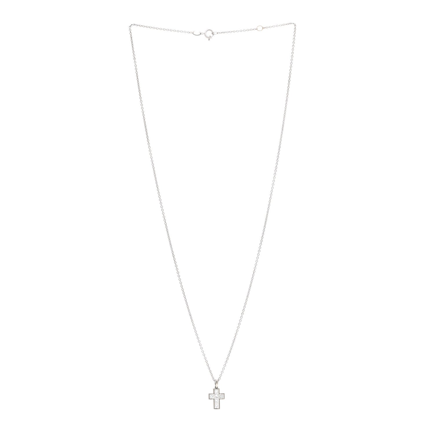 Cartier Platinum Diamond Cross Pendant Necklace 3 of 4