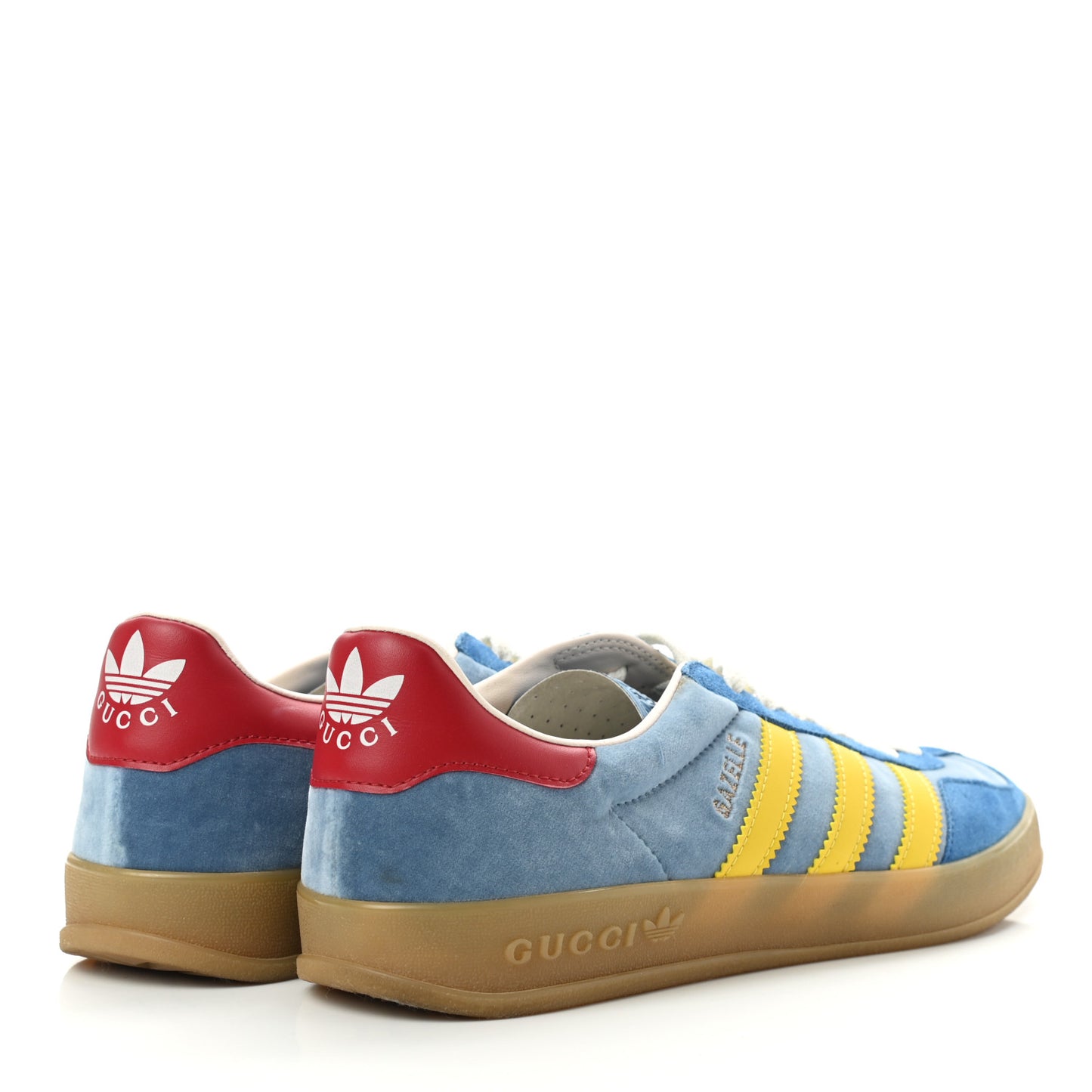 X ADIDAS Softy Velvet Suede Madeira Demetra Mens Gazelle Sneakers 9 Ice Blue Velvet Blue Smile Yellow