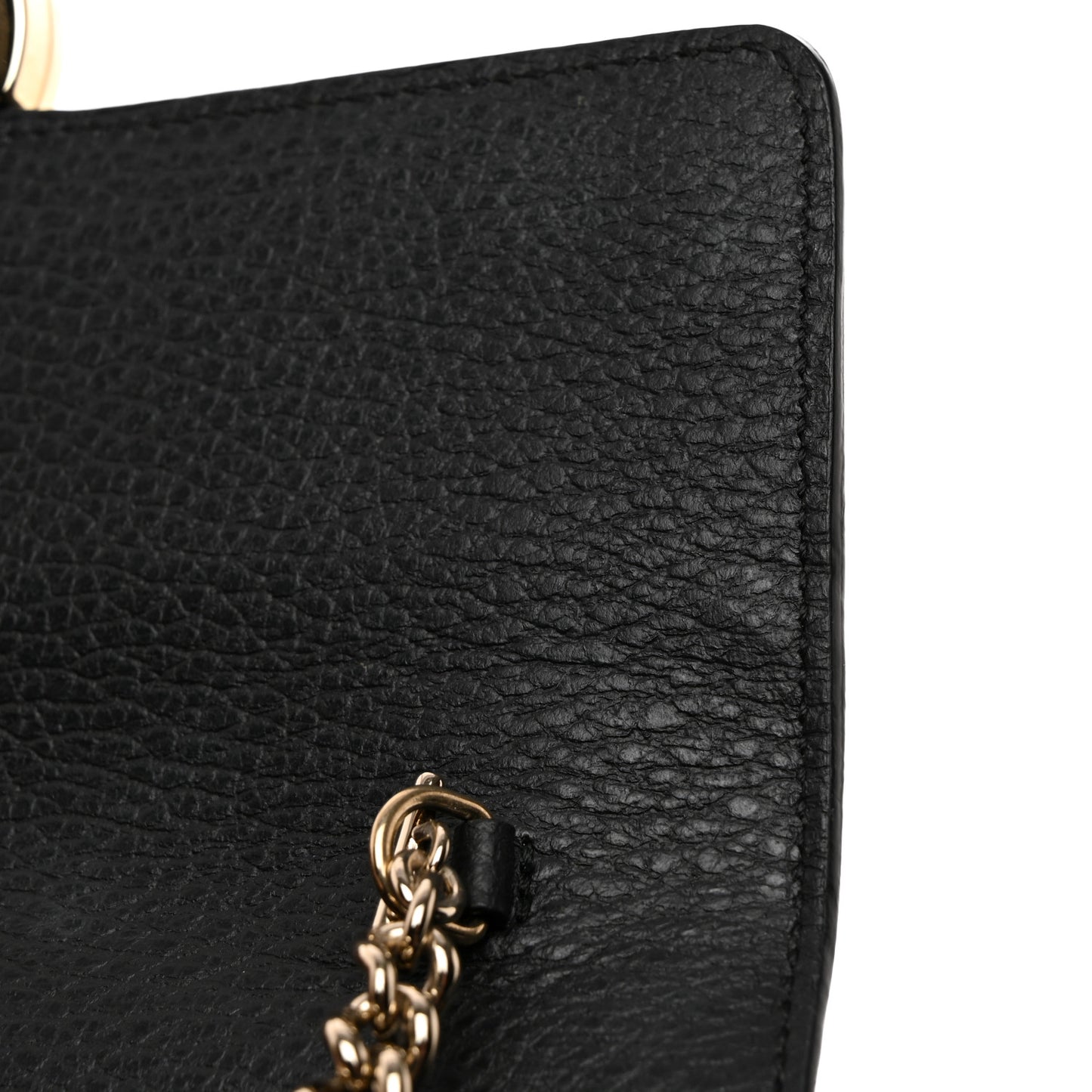 Dollar Calfskin Interlocking G Chain Wallet Black