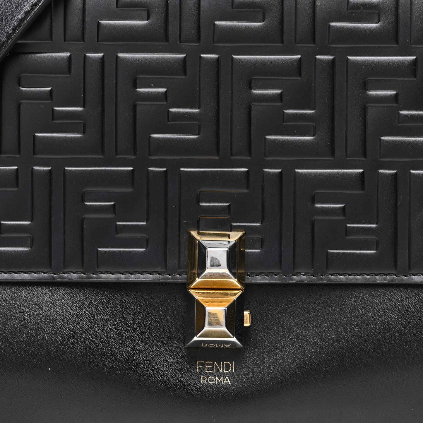Vitello Liberty FF 1974 Embossed Kan I Shoulder Bag Black