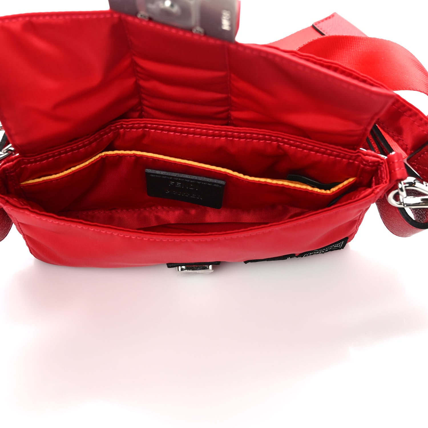 Fendi X PORTER Nylon Cuoio Roma Mini Phone Baguette Belt Bag Cardinale Fuoco 5 of 11