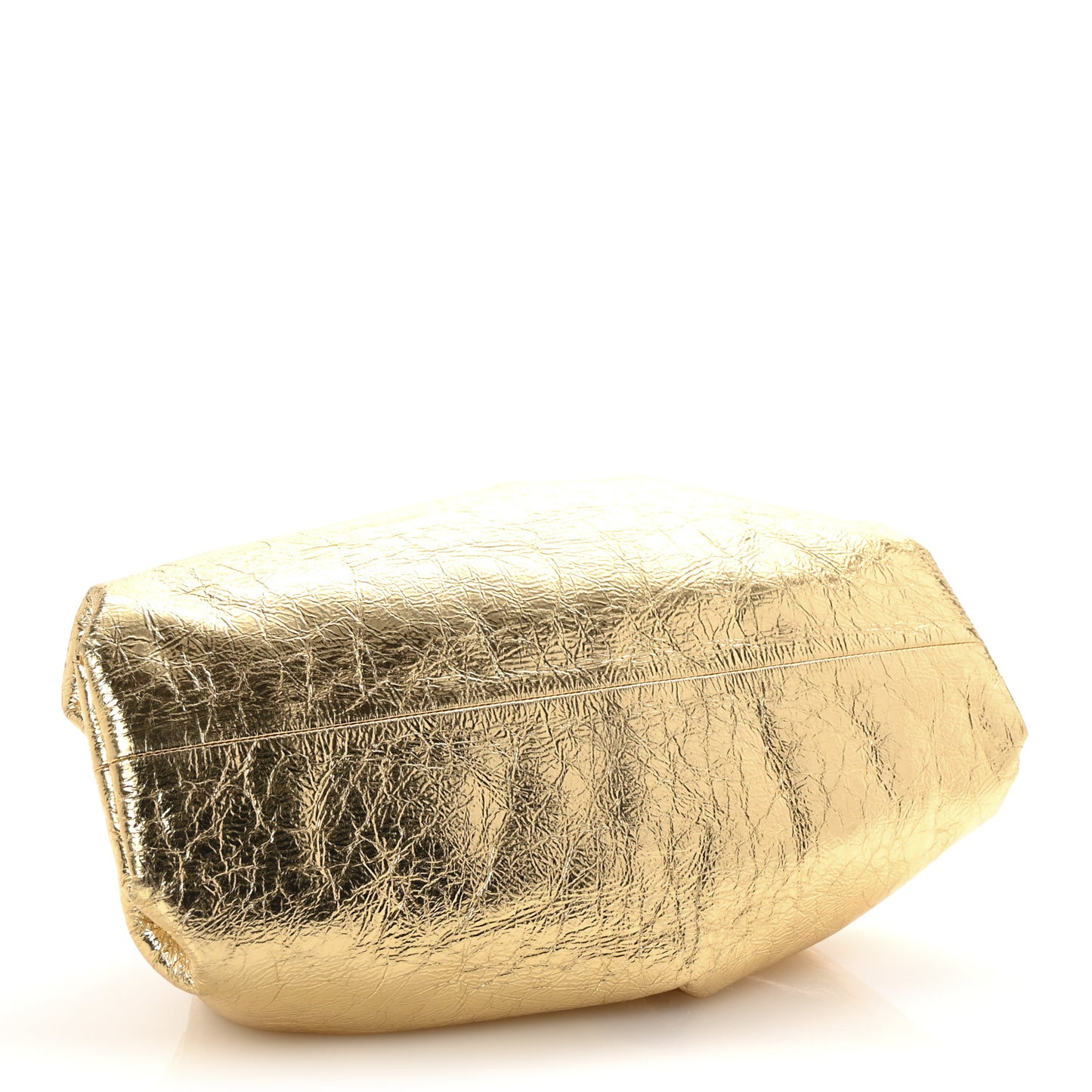 Metallic Crinkled Lambskin The Pouch Oversized Clutch Oro