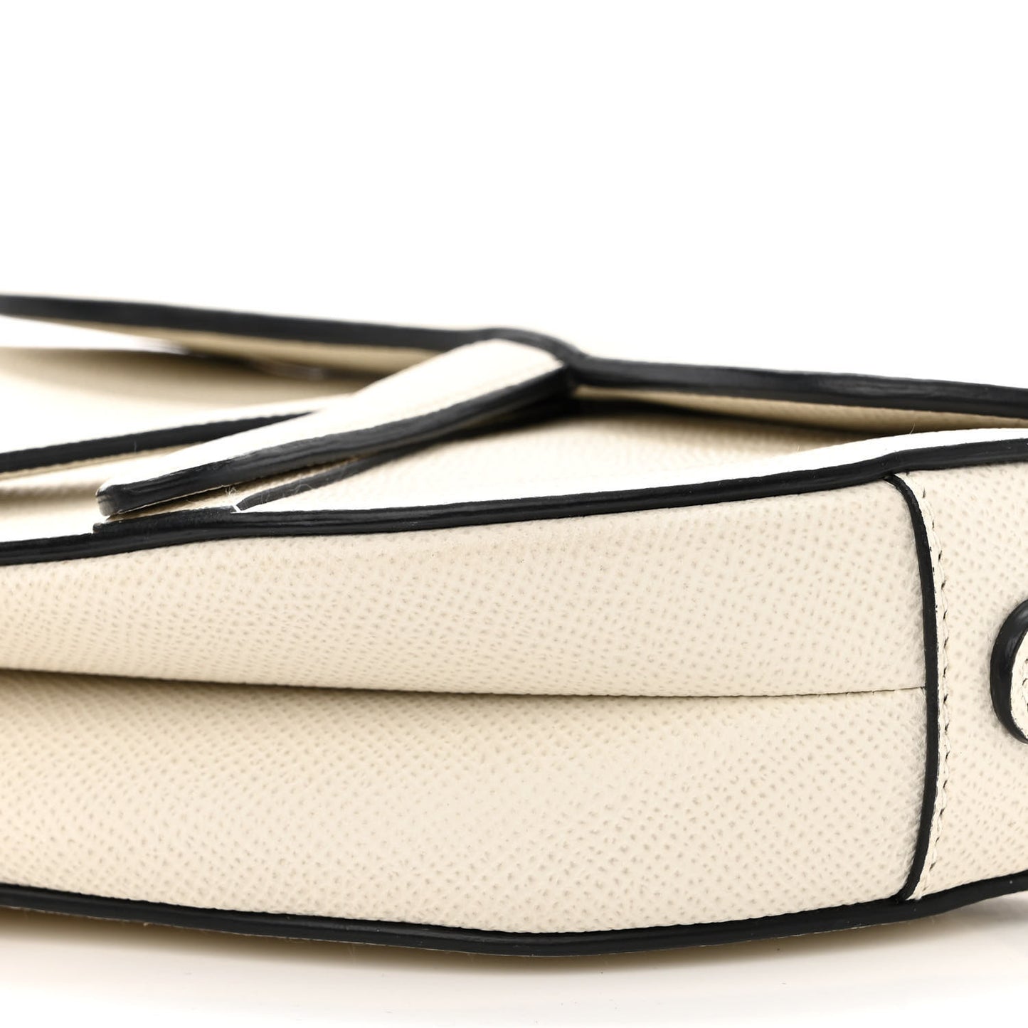 Grained Calfskin Mini Saddle Bag White