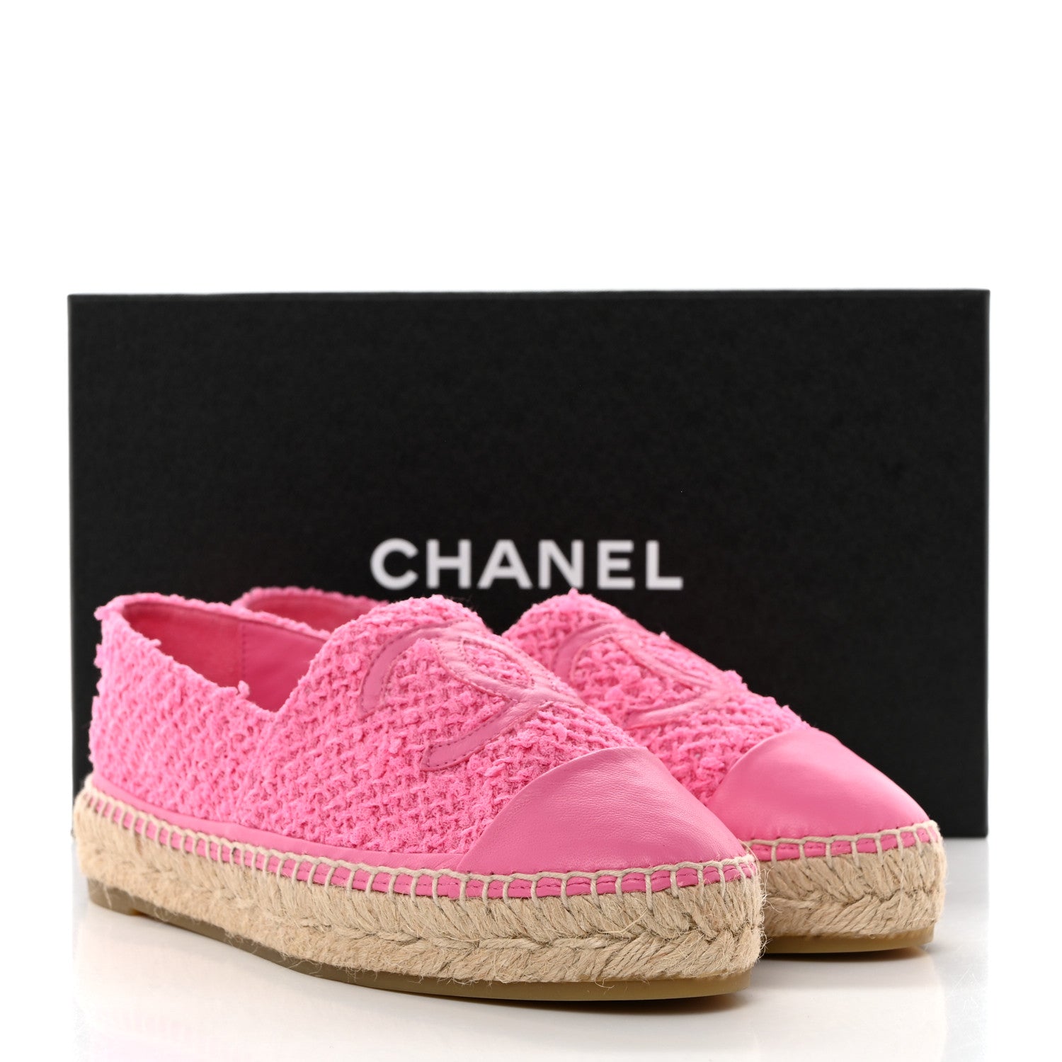 Chanel Tweed Lambskin CC Espadrilles 38 Hot Pink 9 of 9