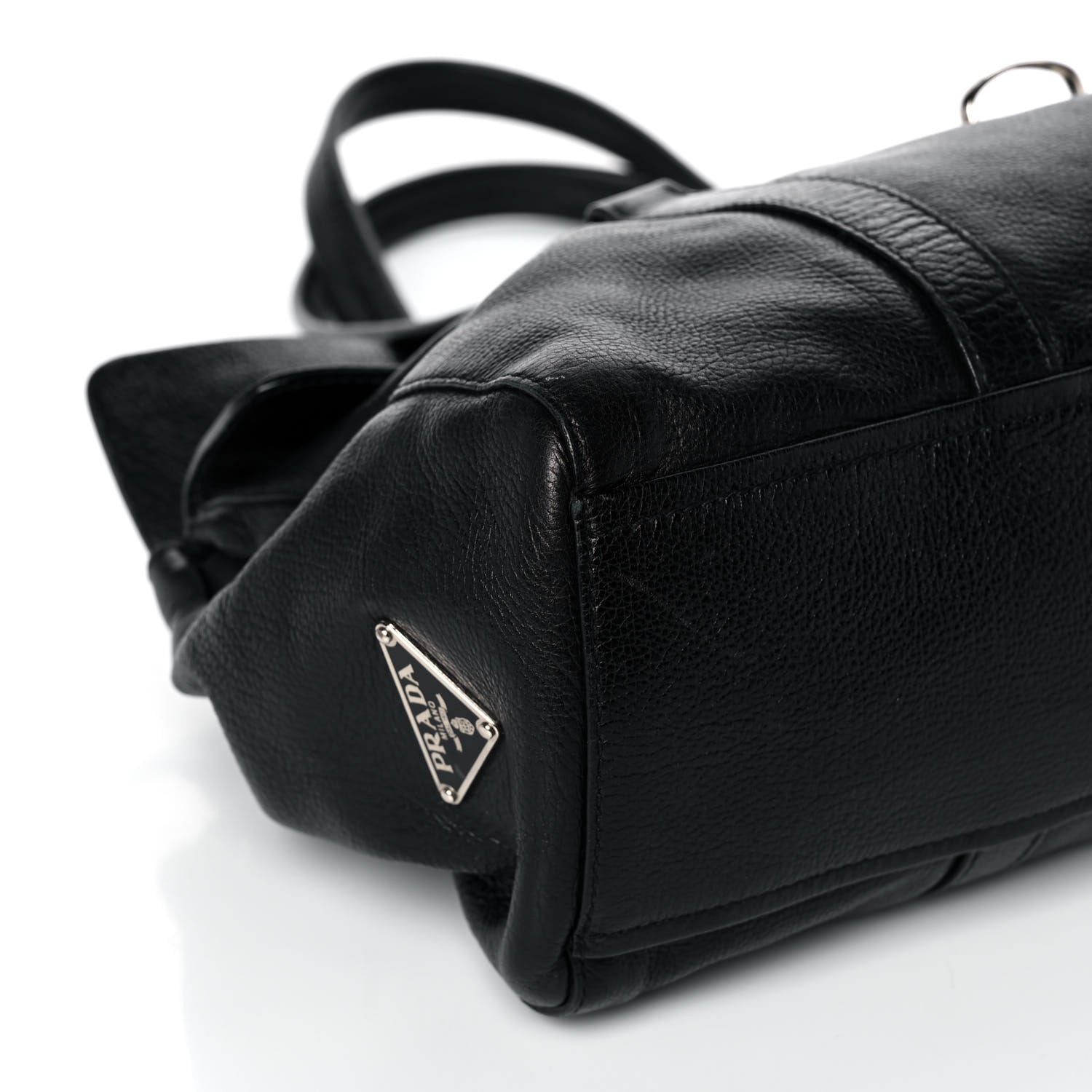 Prada Royal Calf Easy Foldover Pushlock Satchel Black 9 of 12