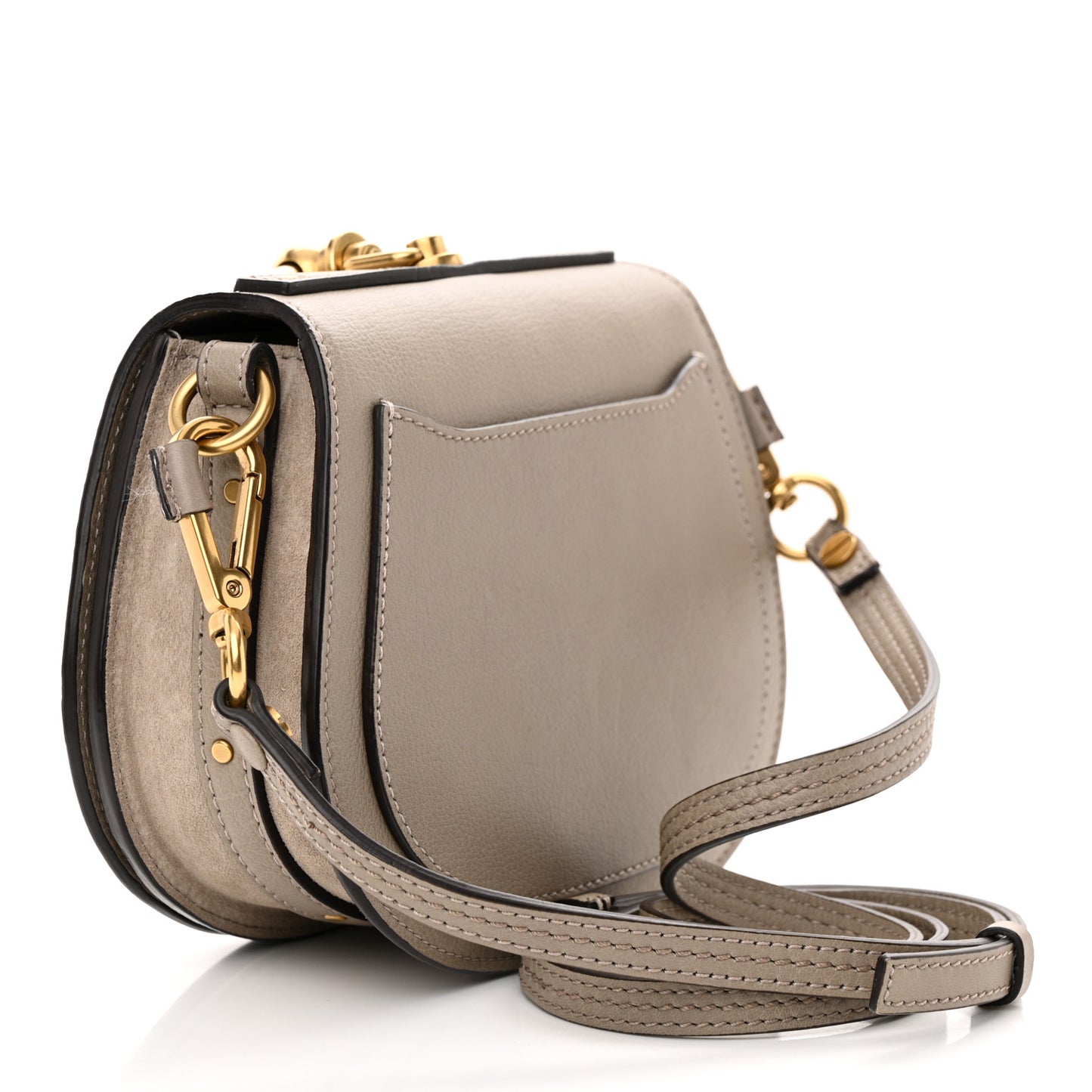 Calfskin Suede Small Nile Bracelet Bag Motty Grey