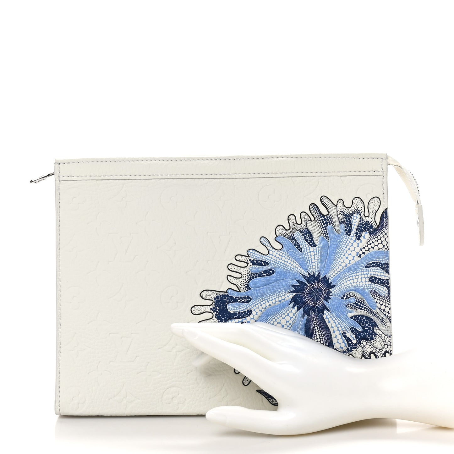 LV X YK Taurillon Monogram Psychedelic Flower Pochette Voyage MM White