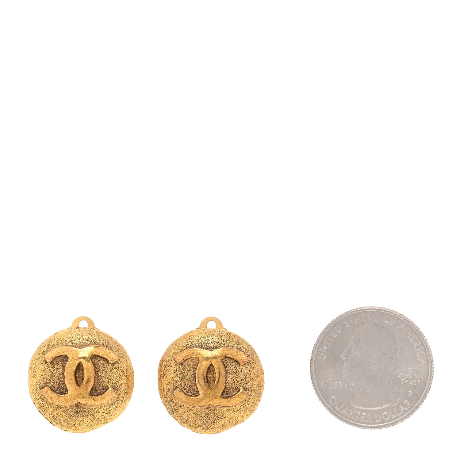 Chanel Metal CC Button Clip On Earrings Gold 2 of 6
