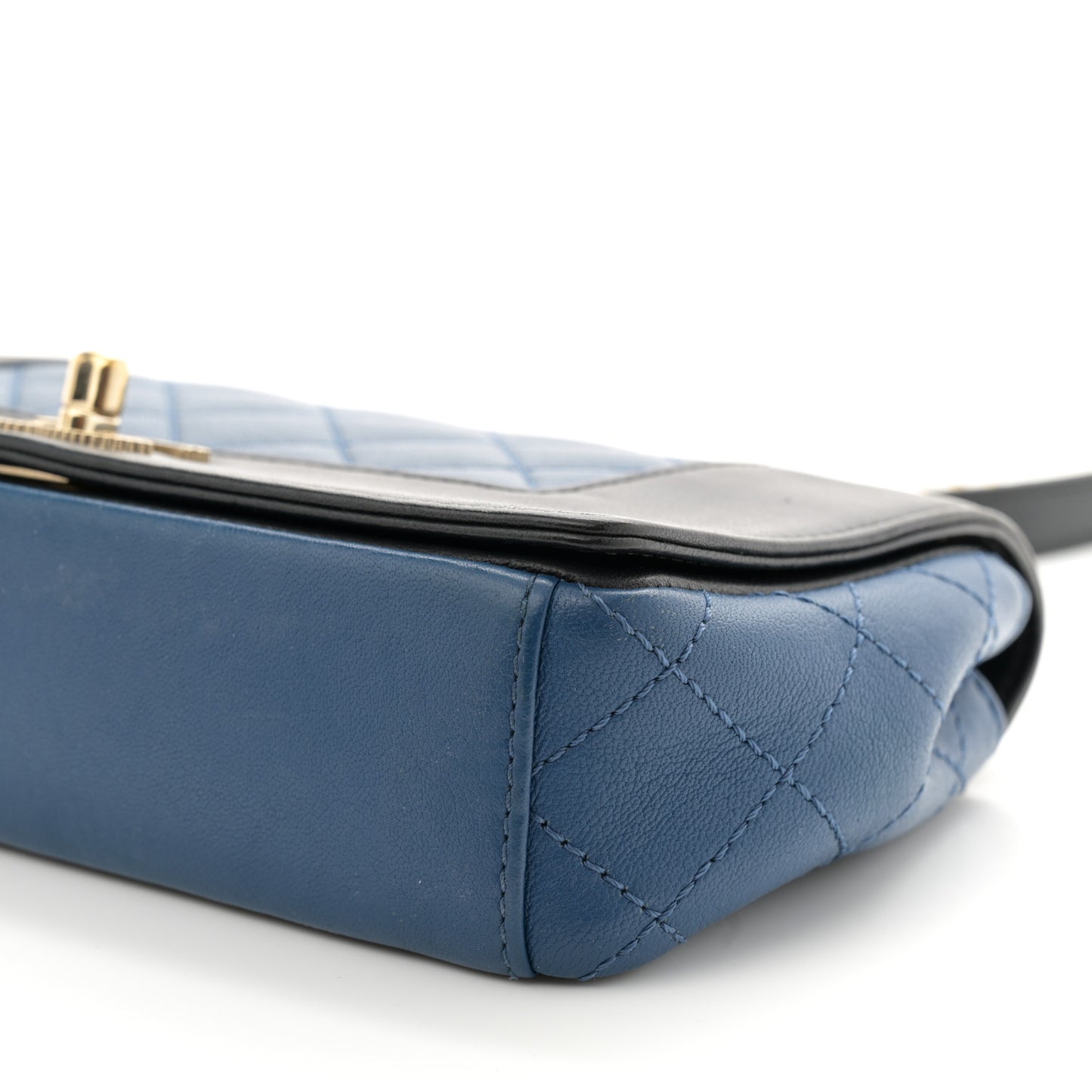 Sheepskin Quilted Medium Vintage Mademoiselle Flap Blue Black