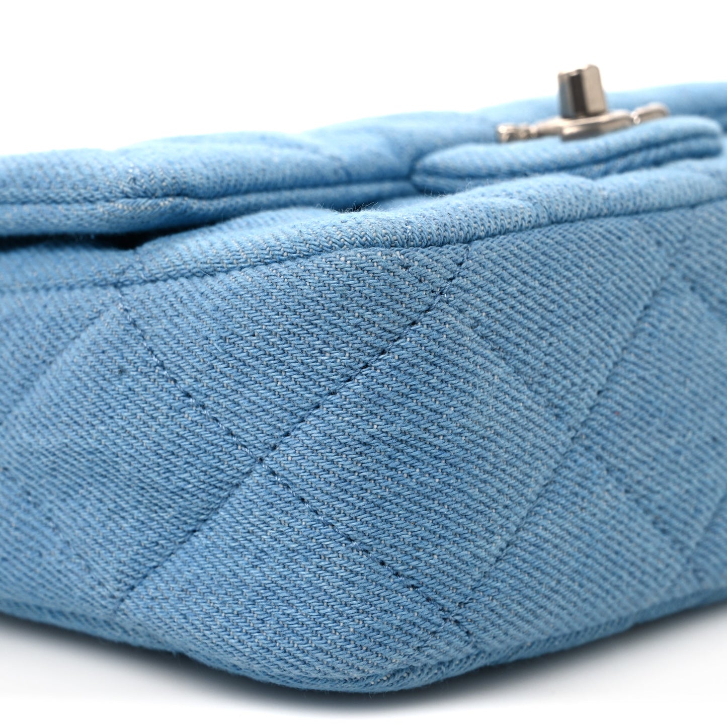 Denim Quilted Sweetheart Mini Flap Blue