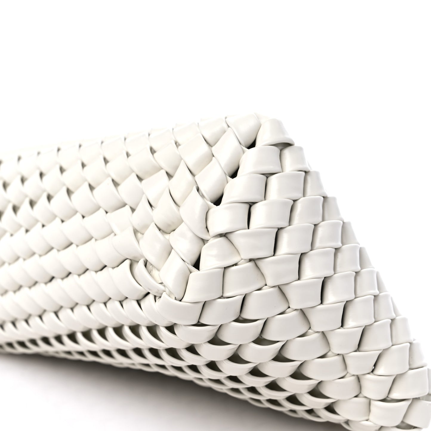 Patent Nappa Intrecciato Slanted Clutch White
