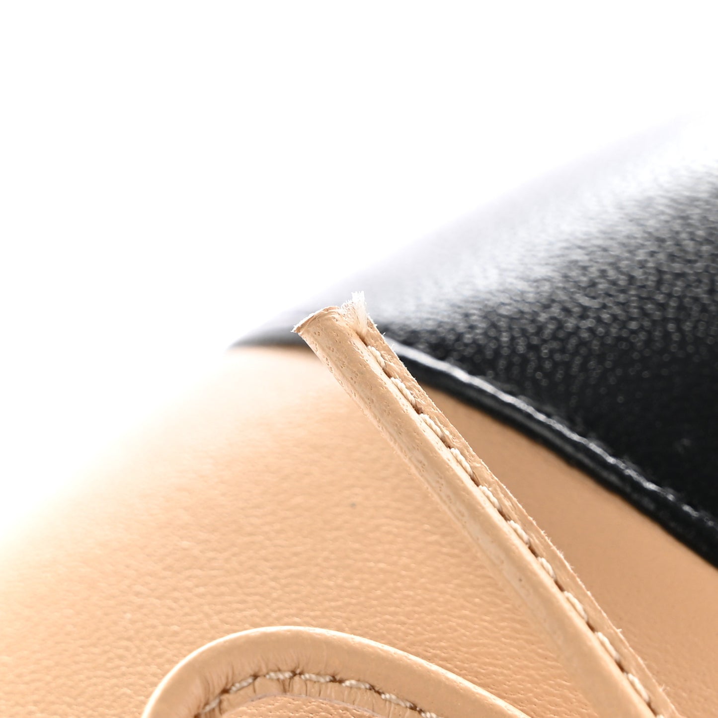 Lambskin Cap Toe CC Ballerina Flats 37 Beige Black