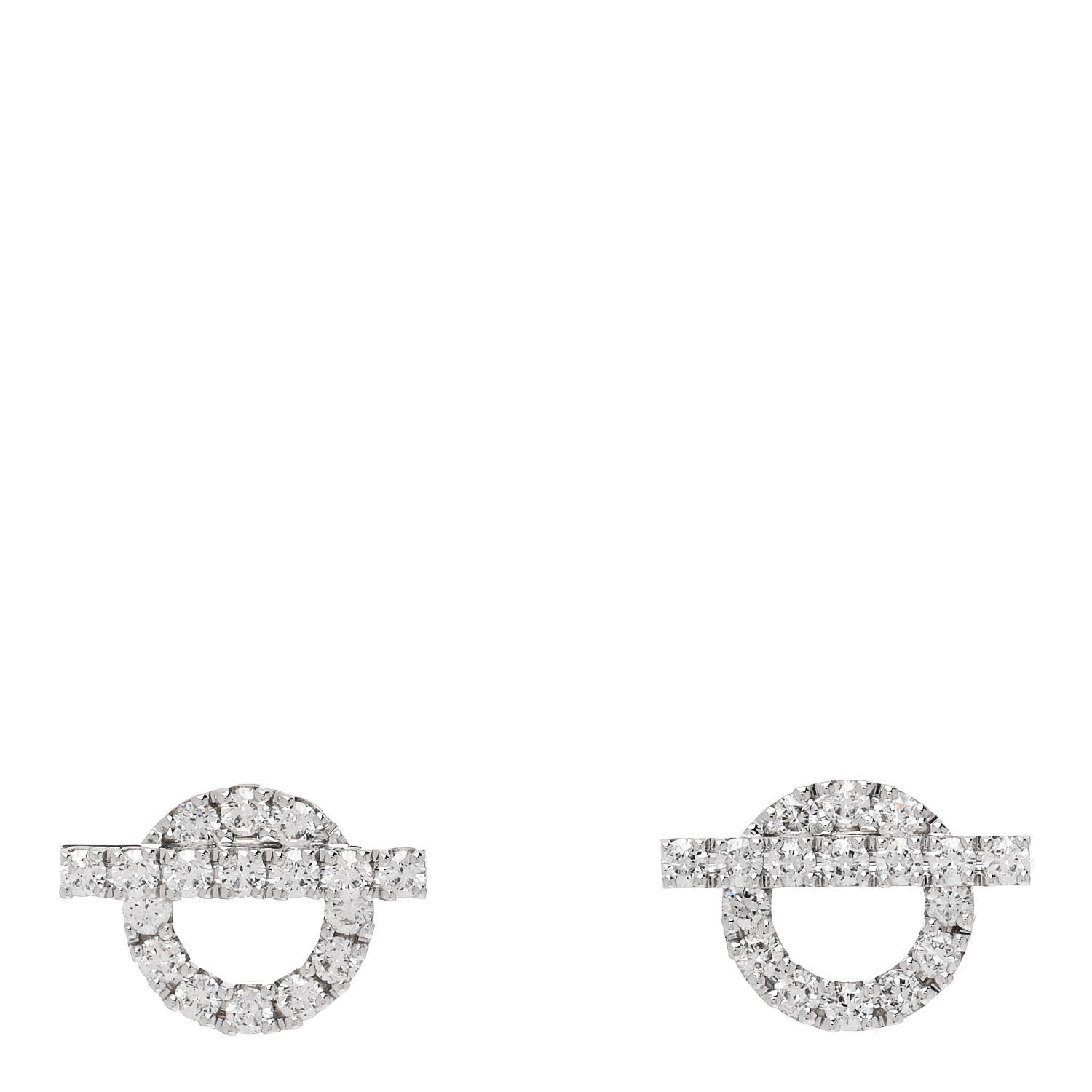 Hermes 18K White Gold Diamond Finesse Earrings 1 of 5