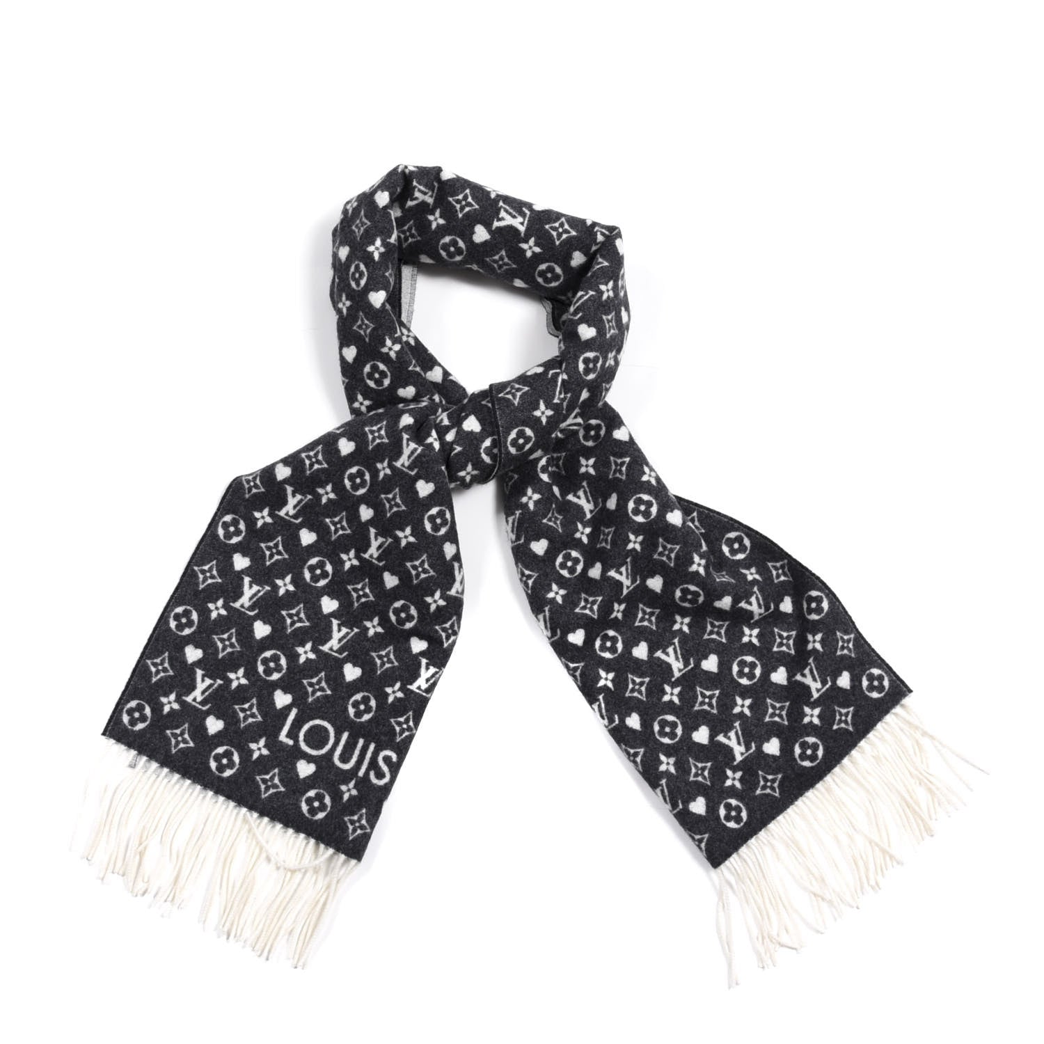 Louis Vuitton Cashmere Monogram Game On Scarf Black 1 of 3