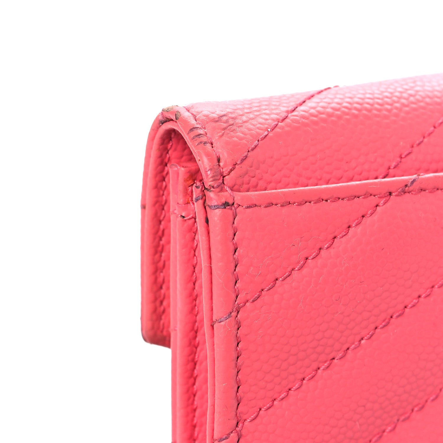 Saint Laurent Grain De Poudre Matelasse Chevron Small Monogram Envelope Wallet Rose Clair 14 of 16