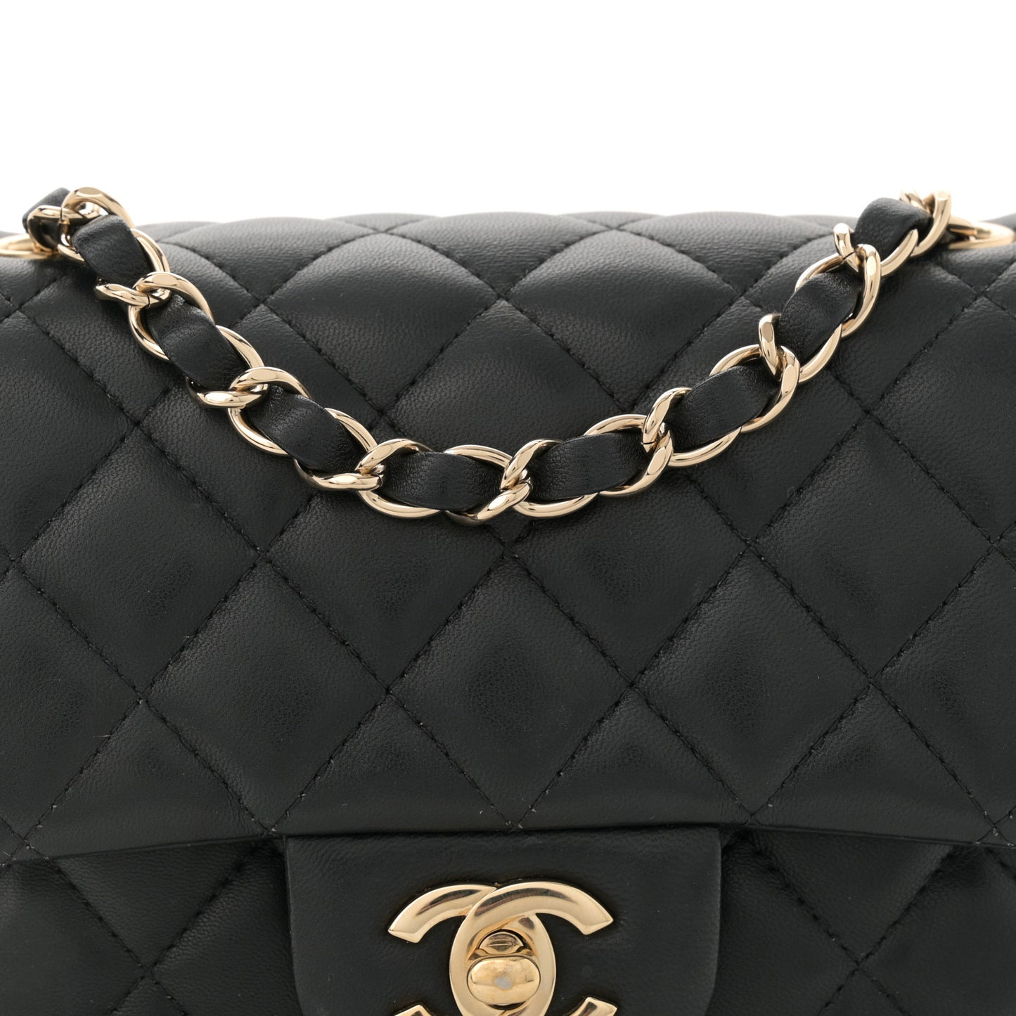 Lambskin Quilted Mini Square Flap Black