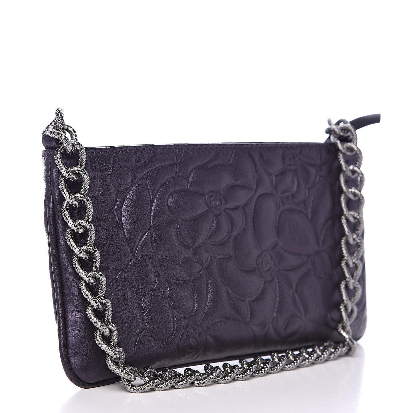 Lambskin Camellia Evening Bag Purple