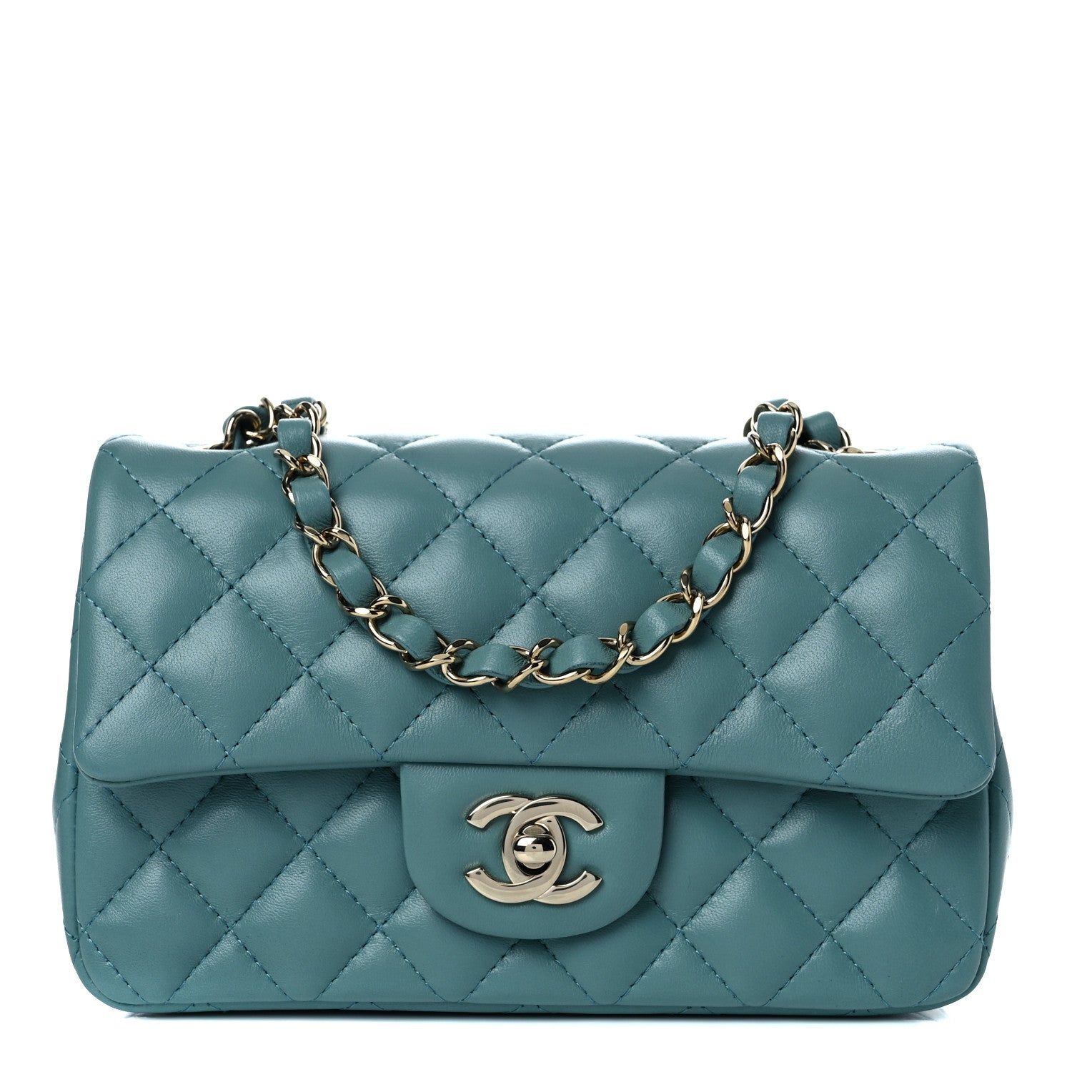 Chanel Lambskin Quilted Mini Rectangular Flap Green 1 of 13
