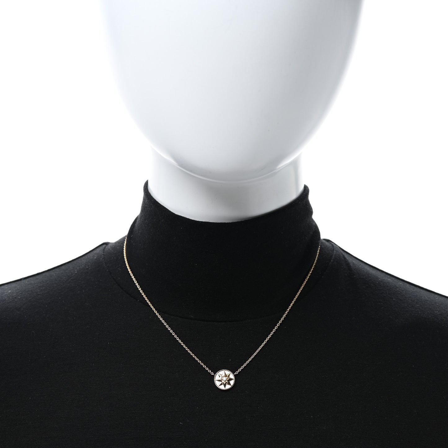 18K Yellow Gold Diamond Mother of Pearl Rose Des Vents Necklace