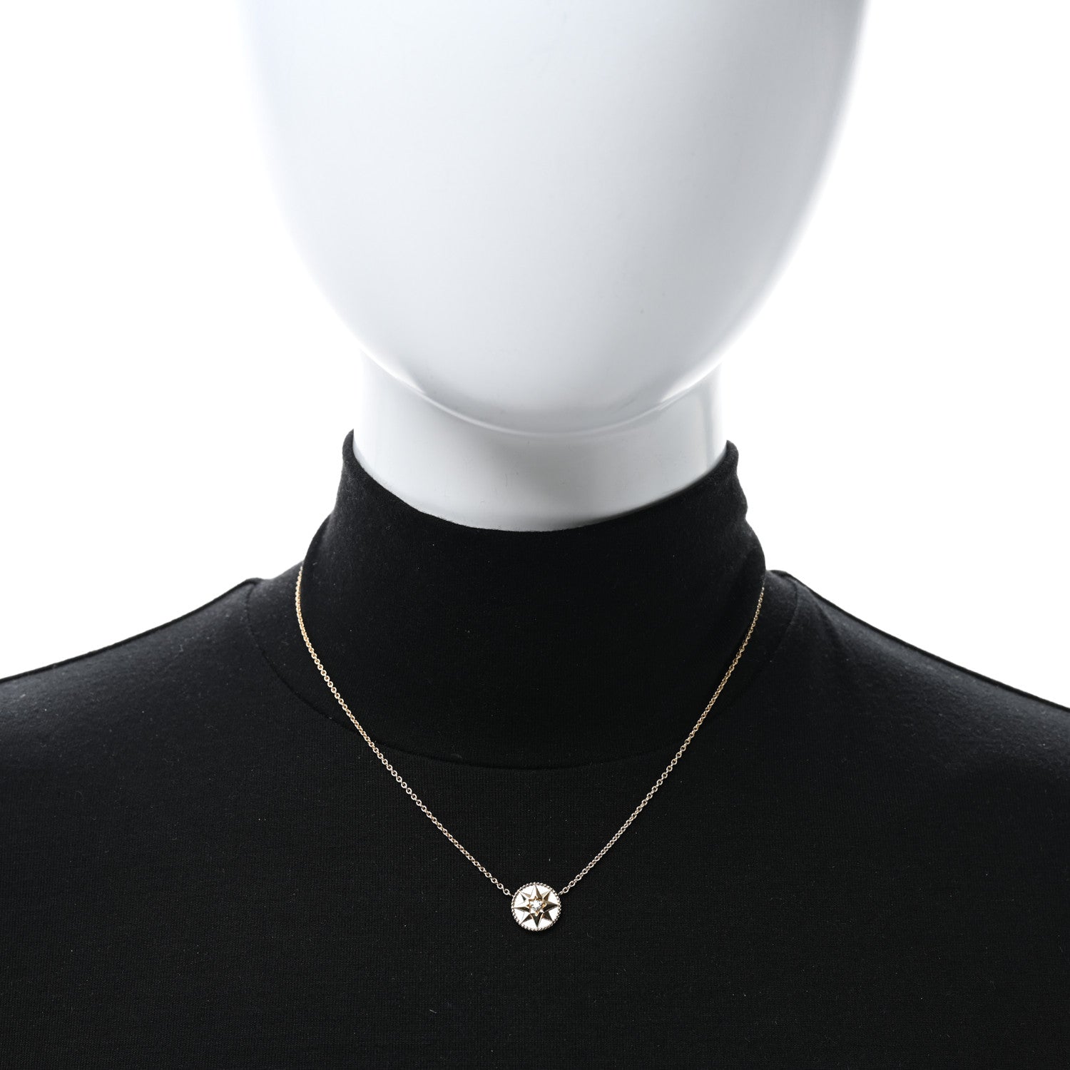 Christian Dior 18K Yellow Gold Diamond Mother of Pearl Rose Des Vents Necklace 2 of 5