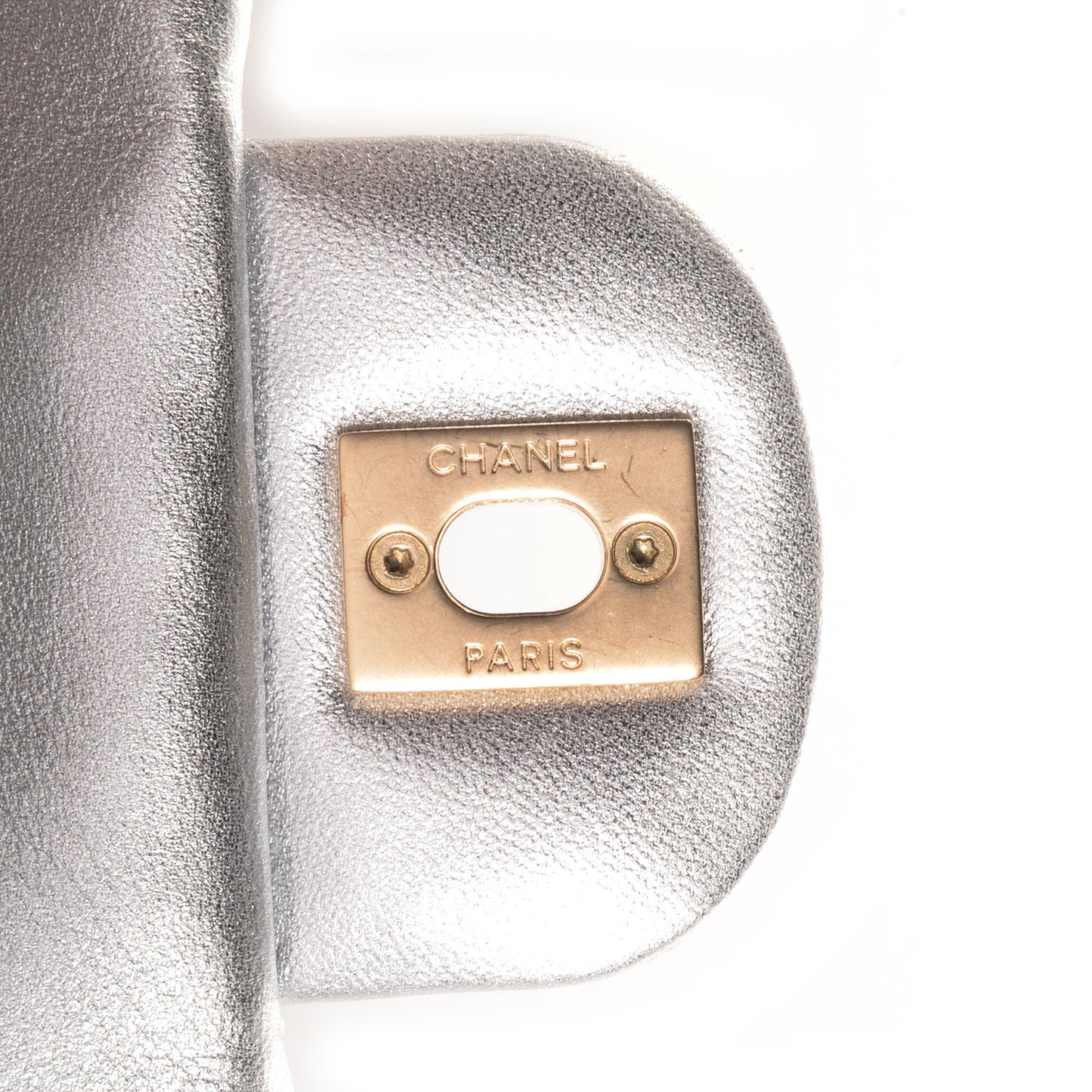 Metallic Lambskin Quilted Mini Square Flap Silver