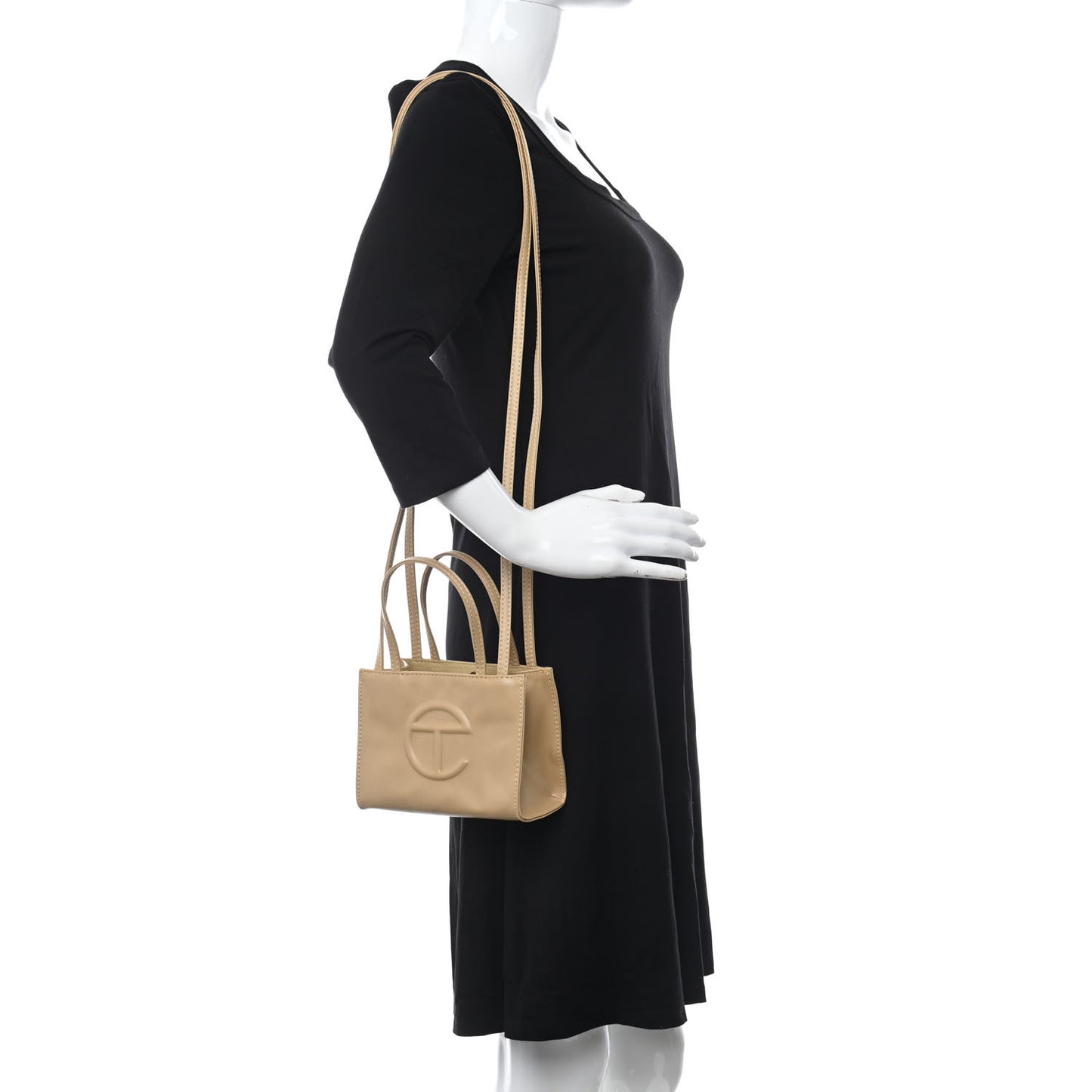 Vegan Leather Small Shopping Bag Cream