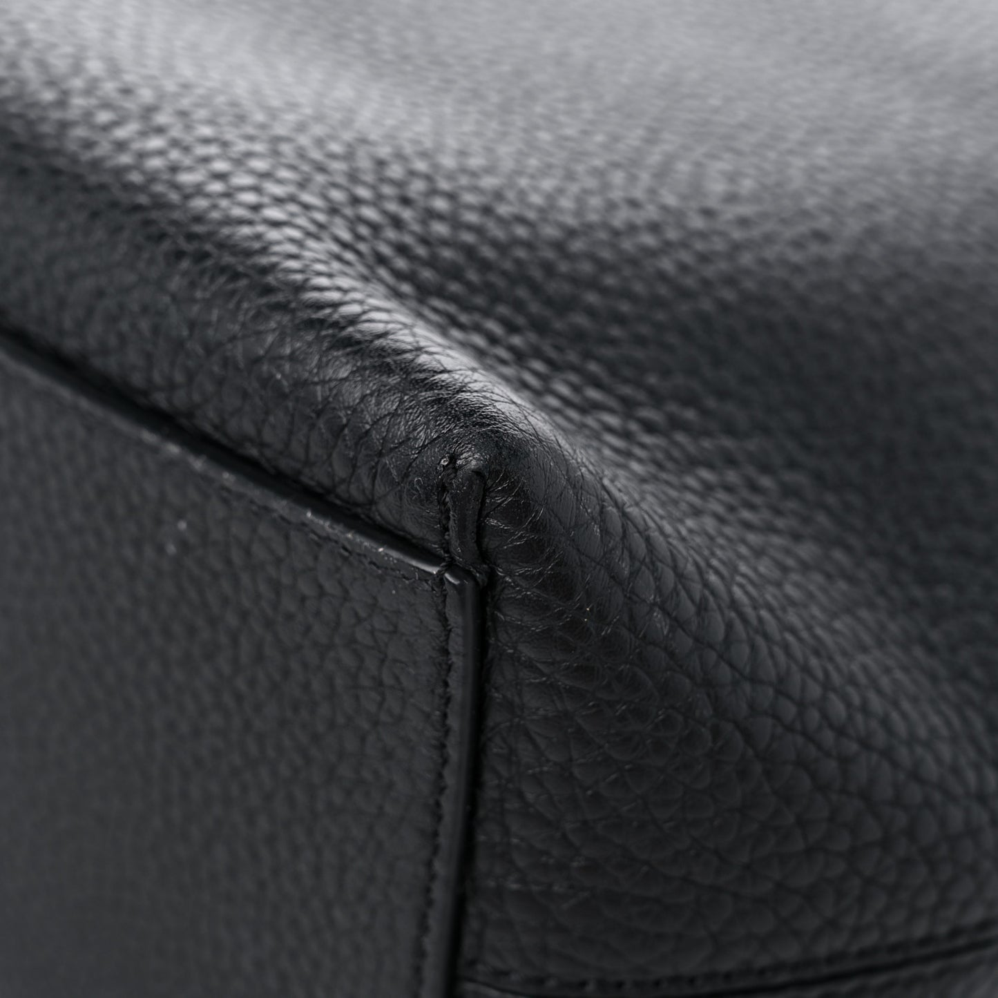 Grained Calfskin Small Rockstud Shoulder Tote Black