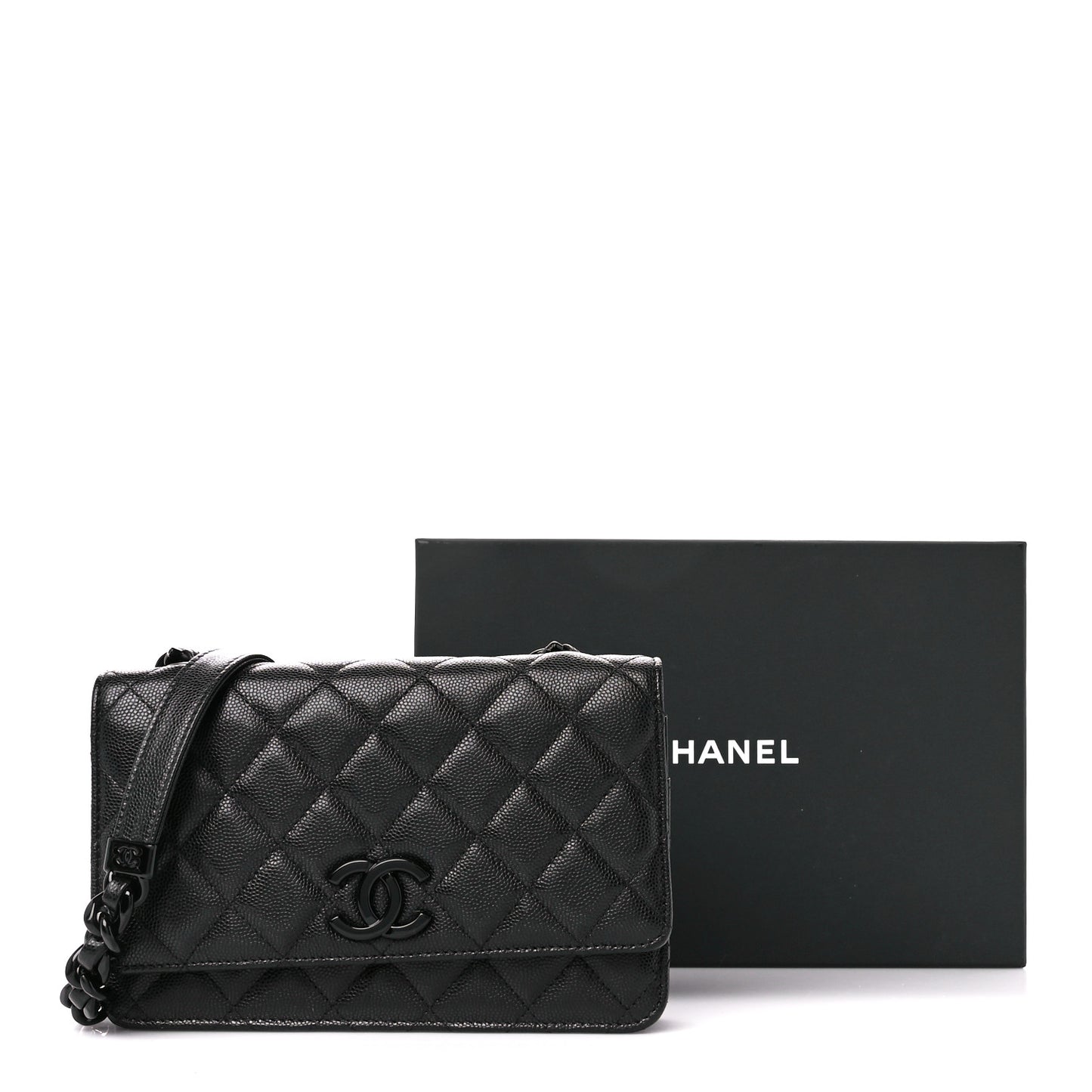 Caviar Quilted My Everything Wallet On Chain WOC Black