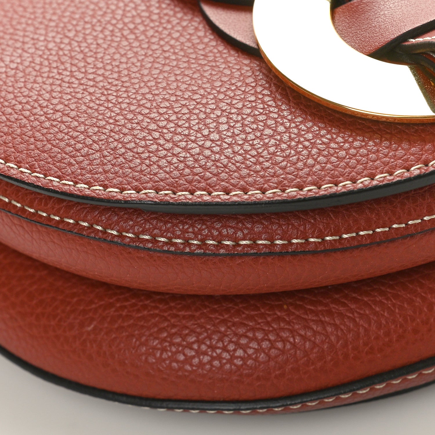 Chloe Grained Calfskin Small Darryl Saddle Crossbody Bag Sepia Brown 8 of 9