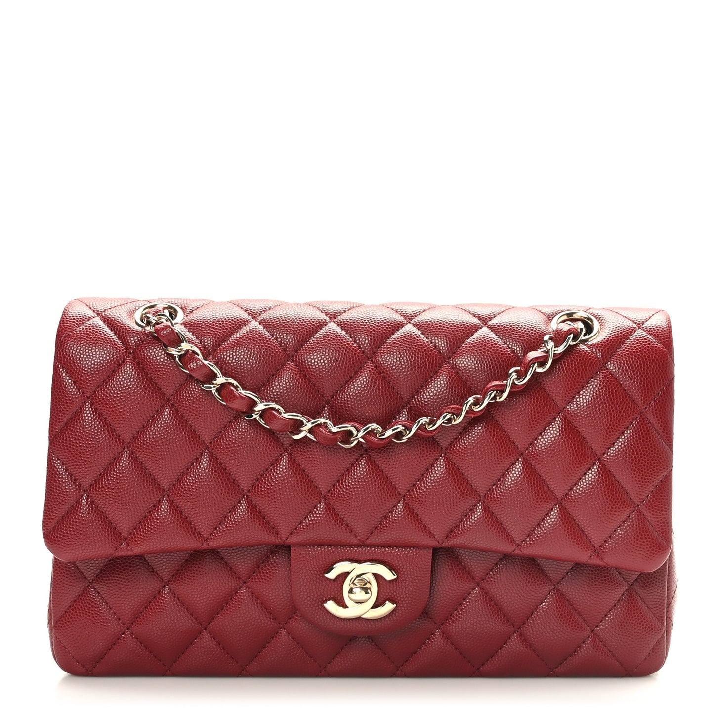 Caviar Quilted Medium Double Flap Burgundy