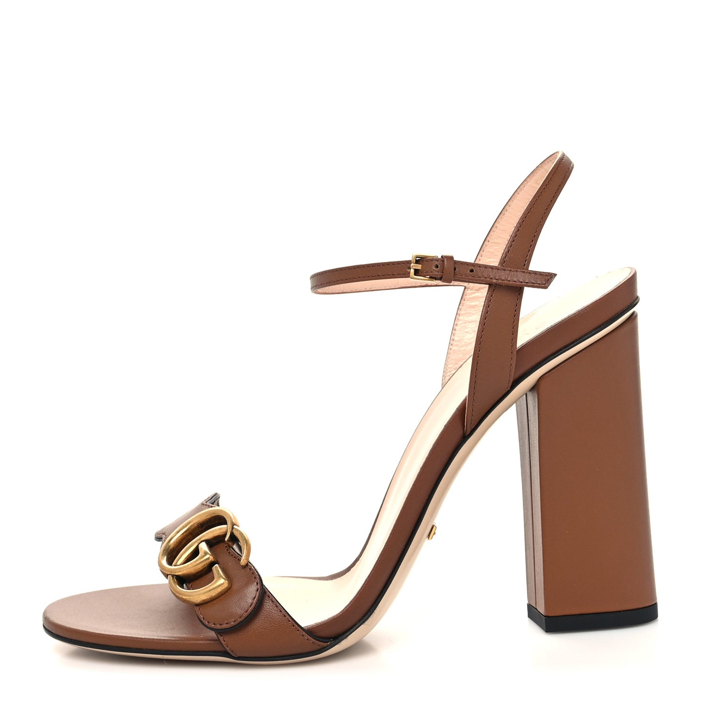 Lifford Calfskin GG Marmont Ankle Wrap 105mm Sandals 40 Cognac