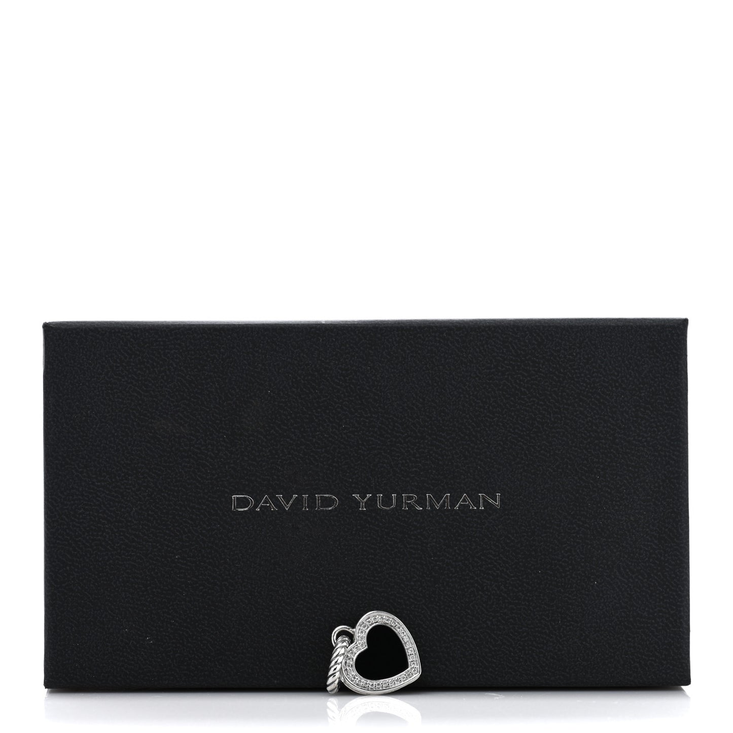 Sterling Silver Black Onyx Diamond Cable Heart Charm Pendant