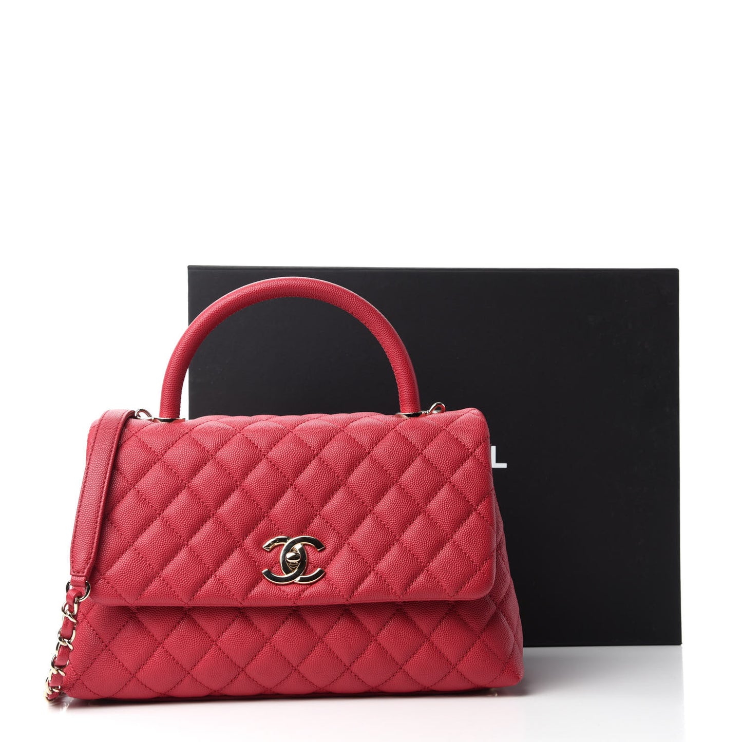 Caviar Quilted Small Coco Handle Flap Fuchsia