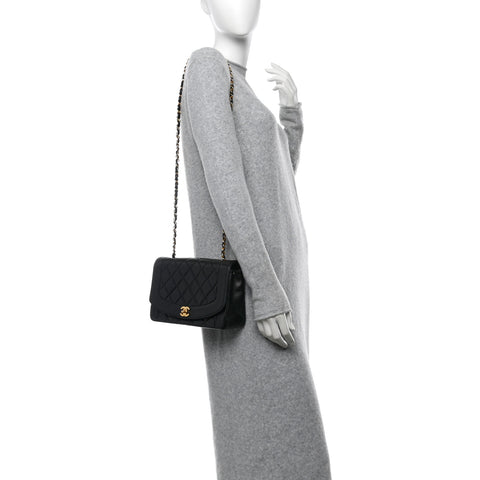 Lambskin Quilted Small Single Flap Black