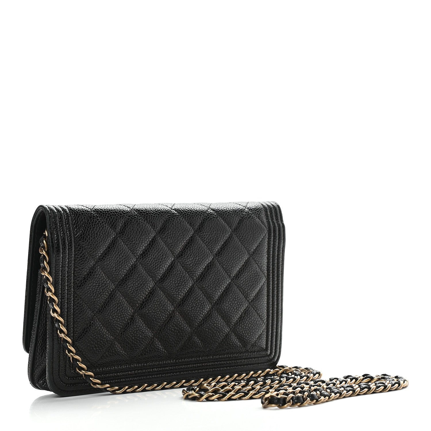 Chanel Caviar Quilted Boy Wallet On Chain WOC Black 3 of 9
