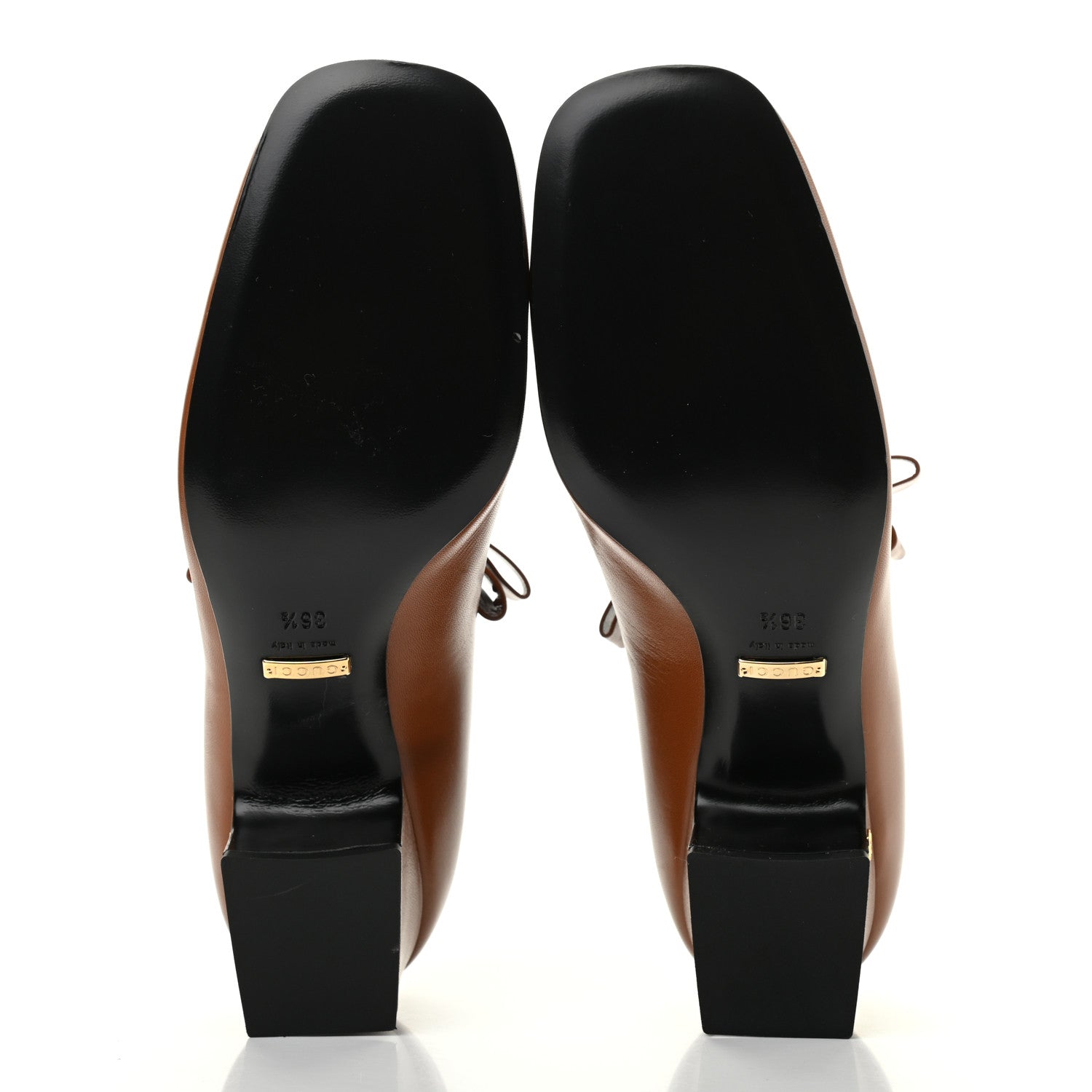 Gucci Nappa Crystal Bonny Bow Mary Jane Pumps 36.5 Brown 5 of 10