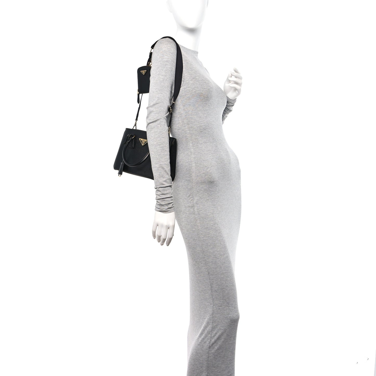 Saffiano Lux Micro Galleria Shoulder Bag Black